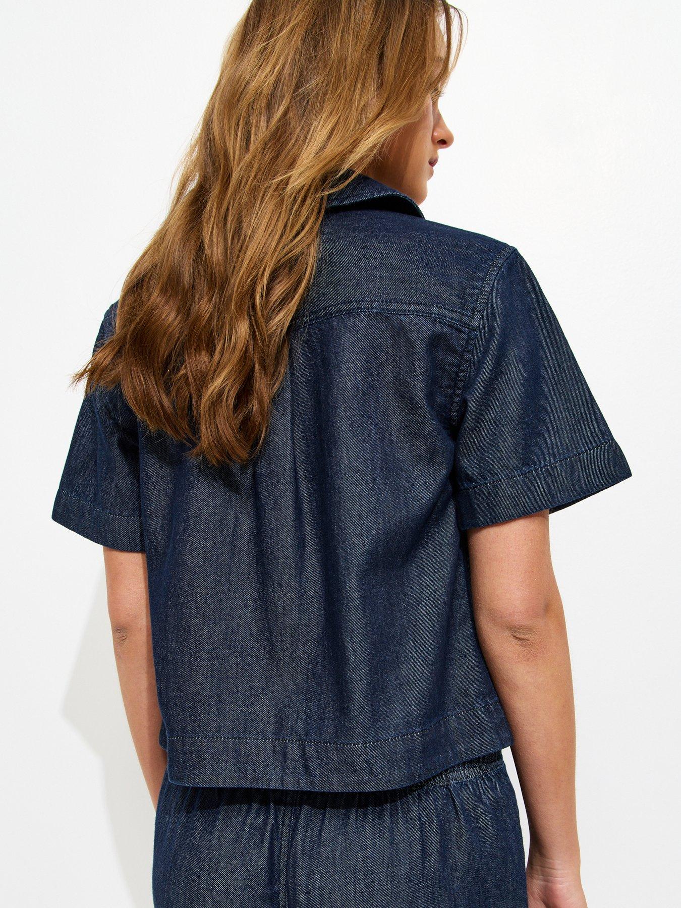 Image 2 of 4 of New Look Navy Short Sleeve Boxy Shirt