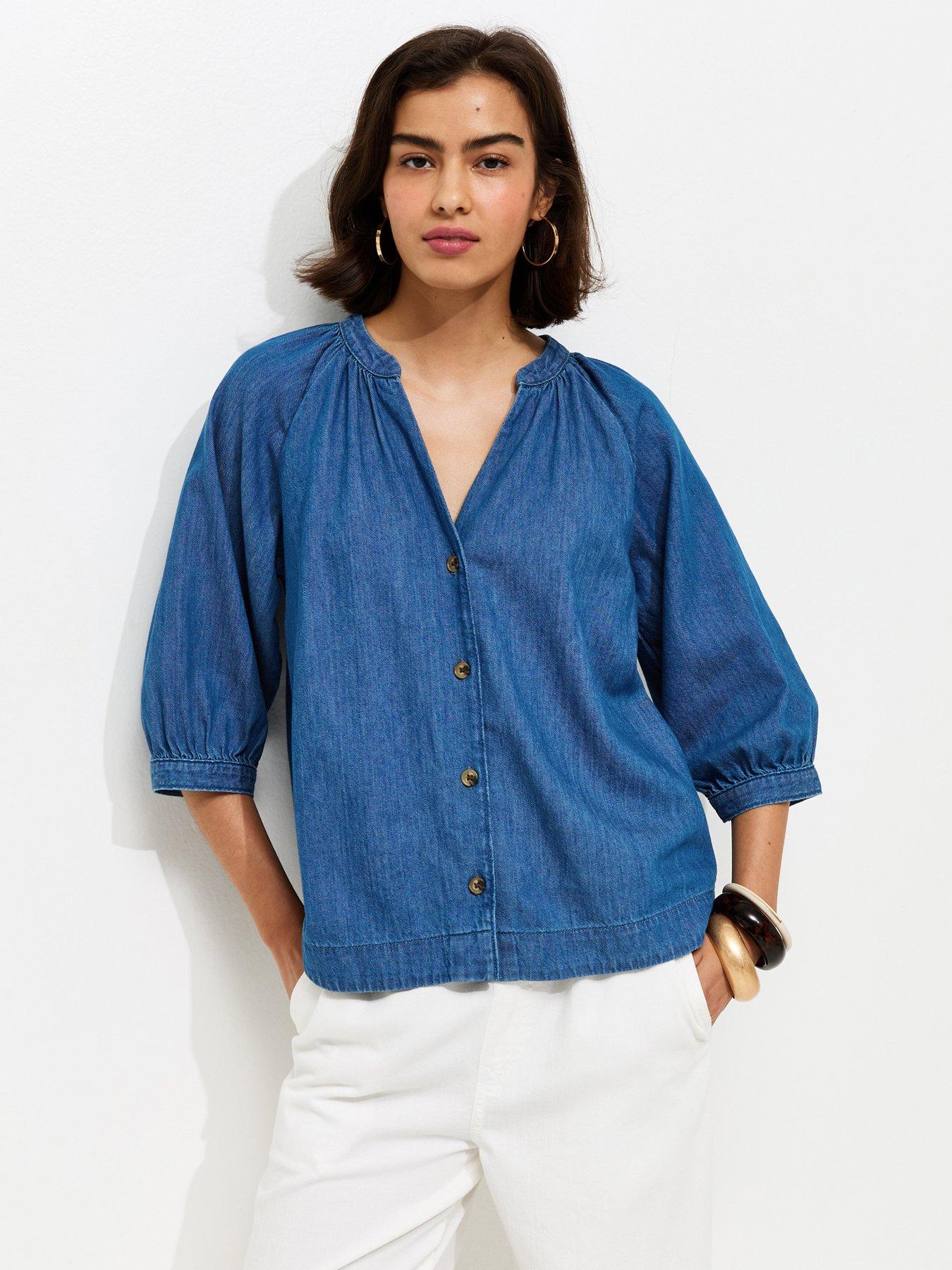 new-look-denim-cropped-sleeve-shirt-bluefront