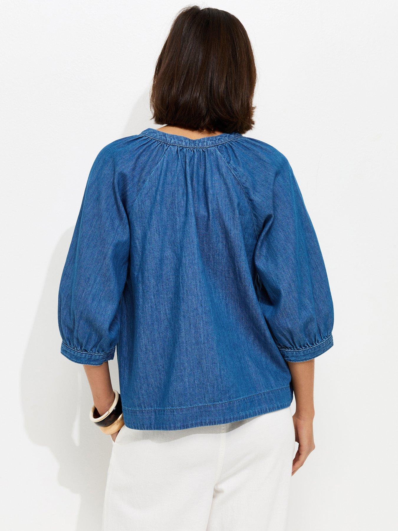 new-look-denim-cropped-sleeve-shirt-bluestillFront