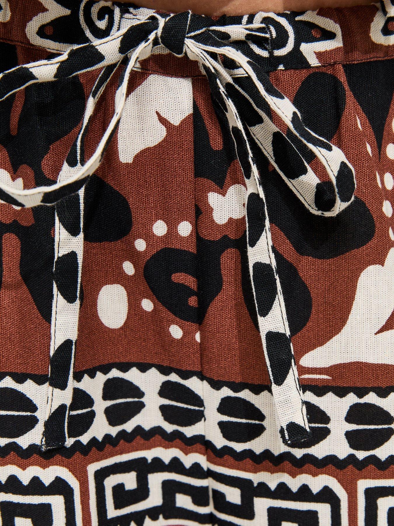 Image 6 of 6 of New Look Brown Palm Tree Print Wide Leg Trousers