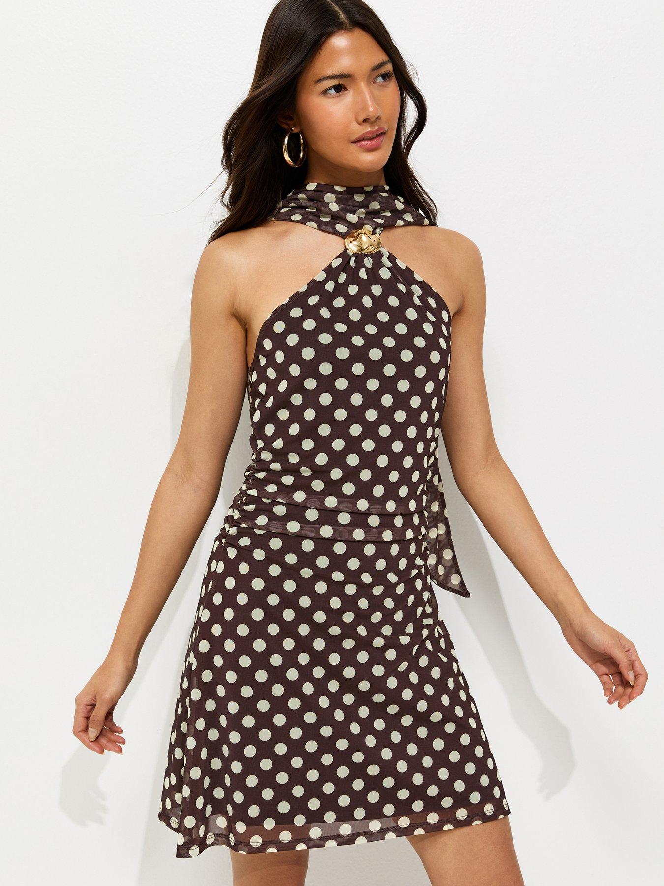 princess polly baby blue dress Luna Dress with Polka Dots in Brown/Yellow – Love it Loan it