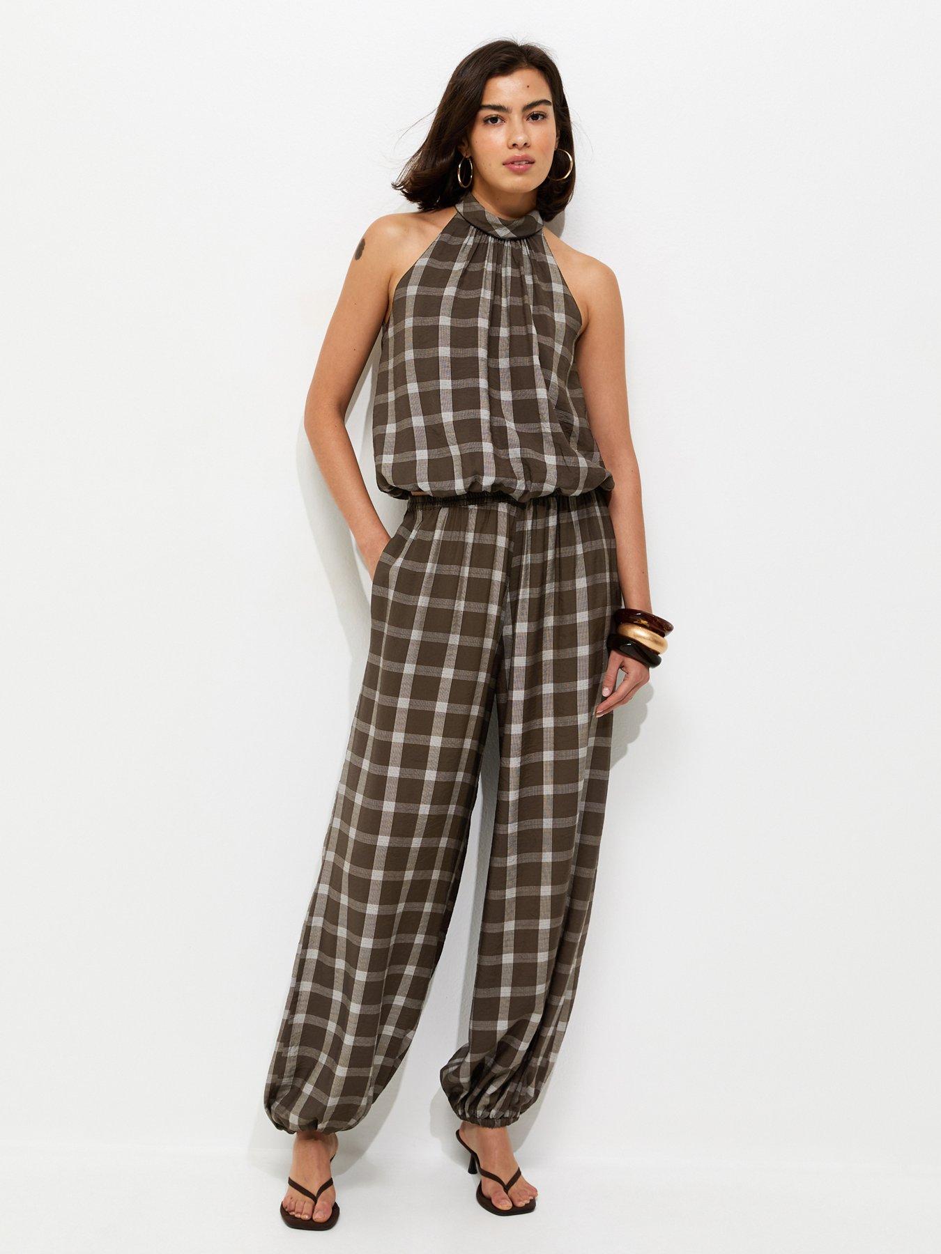 Image 3 of 6 of New Look Check Cuffed Leg Trousers - Brown