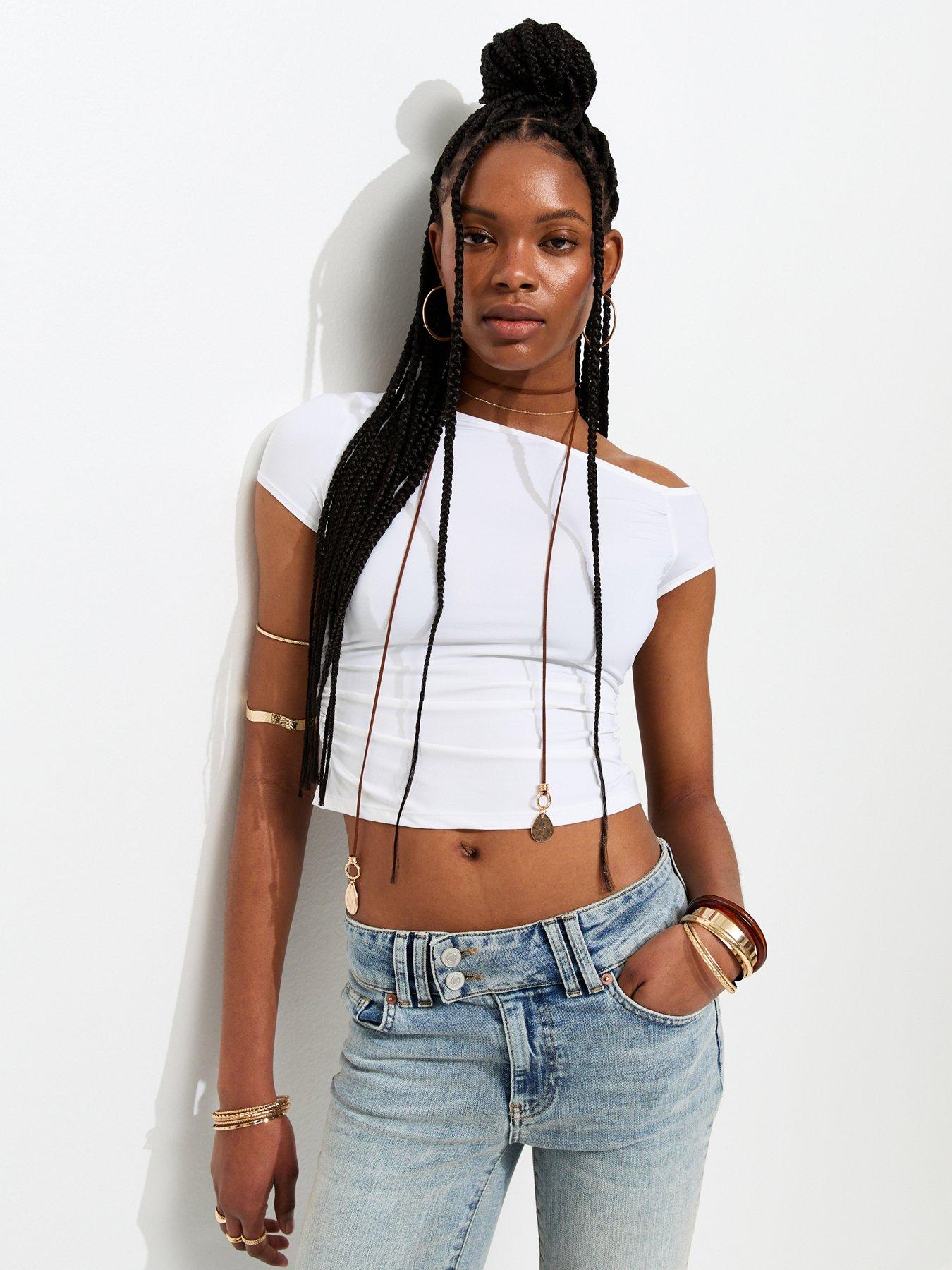 New Look White Off Shoulder Gathered Side Top