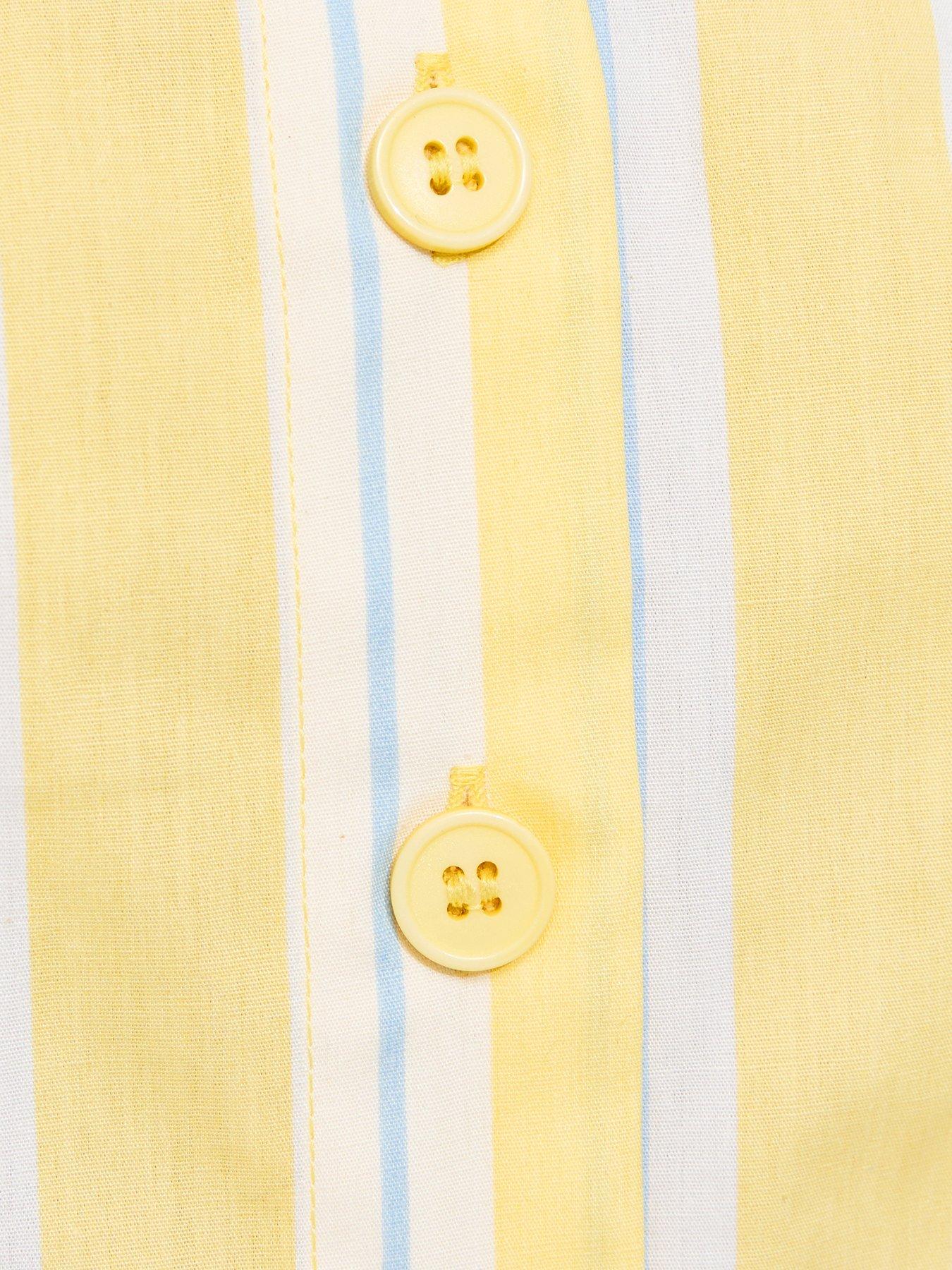 Image 5 of 5 of New Look Light Yellow Striped Peplum Hem Button Front Top
