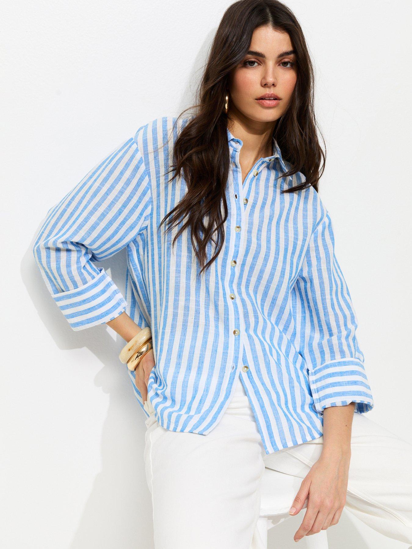 New Look Blue Stripe Long Sleeve Shirt