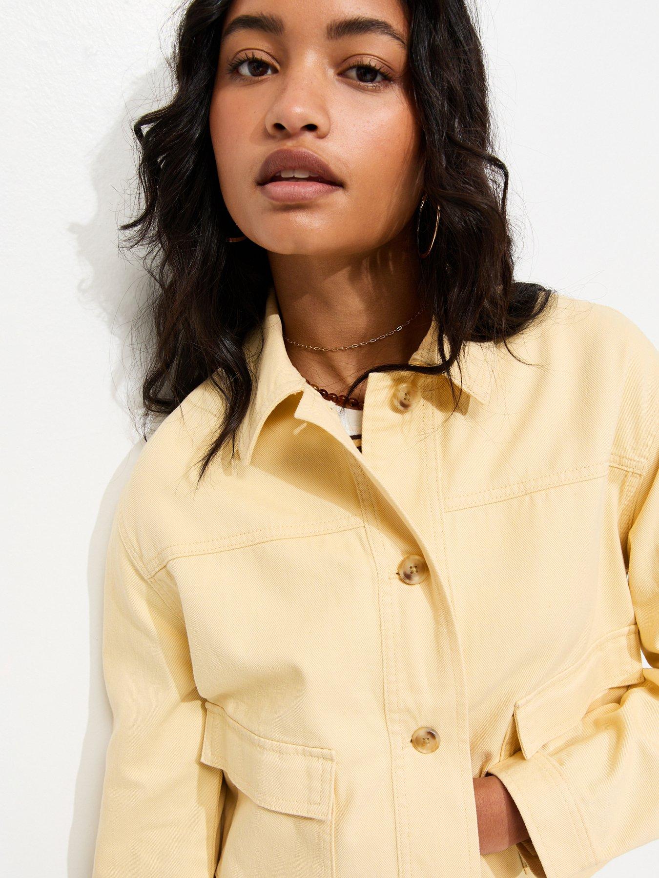 Image 5 of 6 of New Look Light Yellow Flap Pocket Cotton Shacket