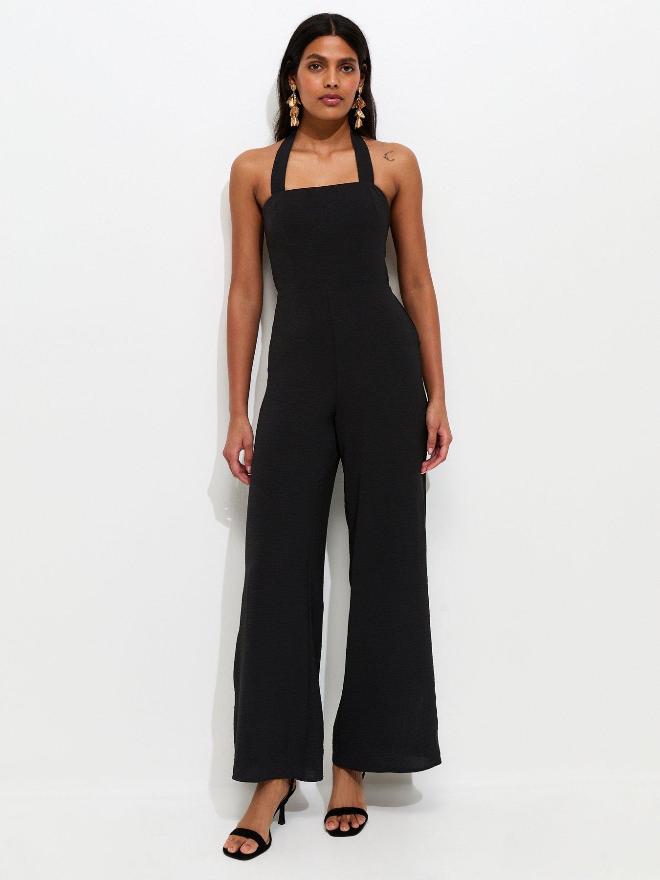 New Look Square Neck Halter Strap Jumpsuit - Black