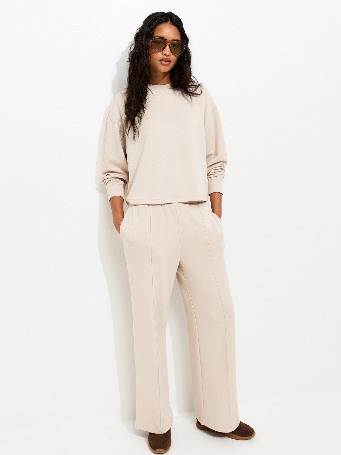 New Look Premium Wide Leg Joggers - Stone
