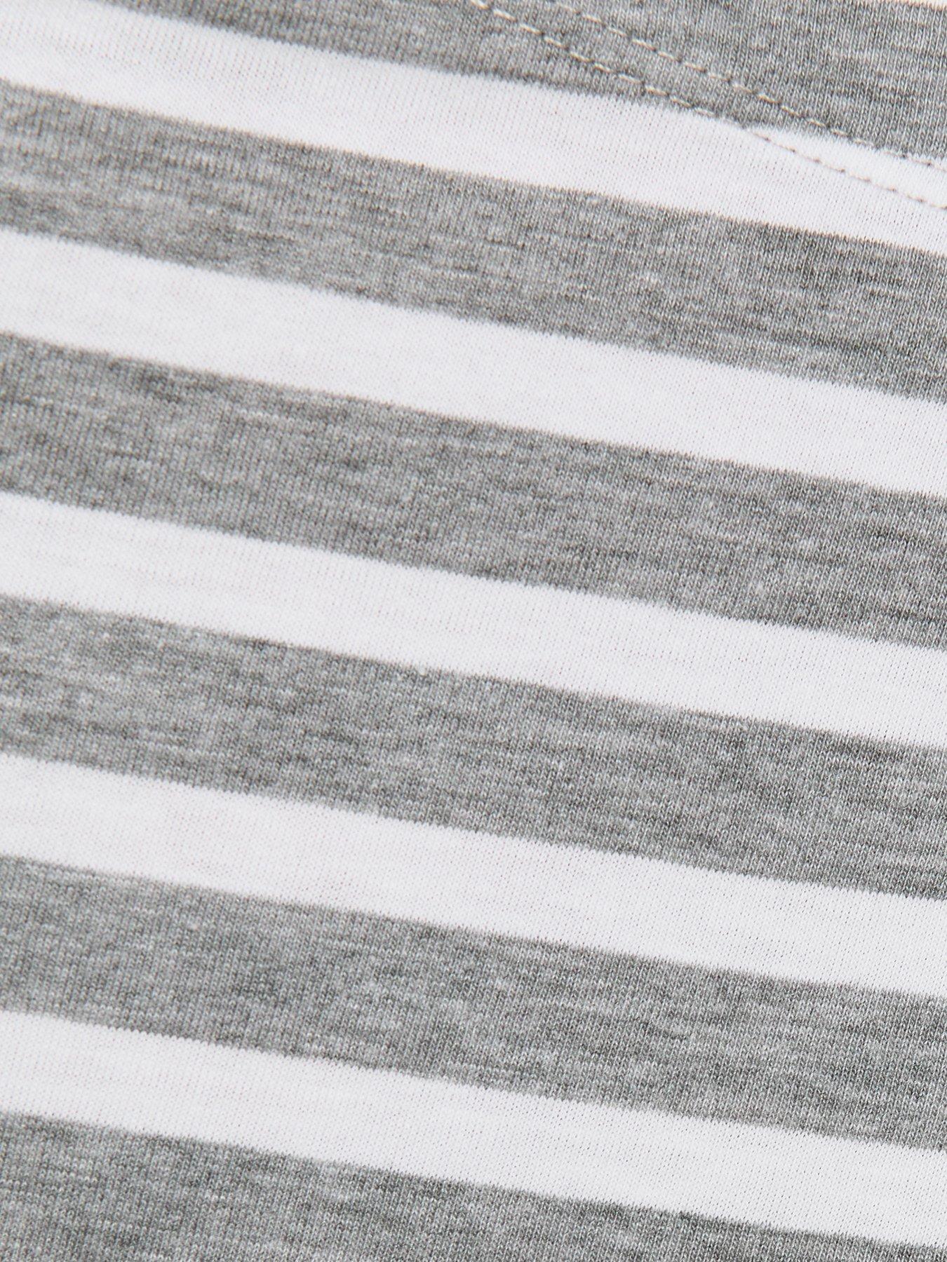 Image 5 of 5 of New Look Striped Jersey Off The Shoulder Top - Grey