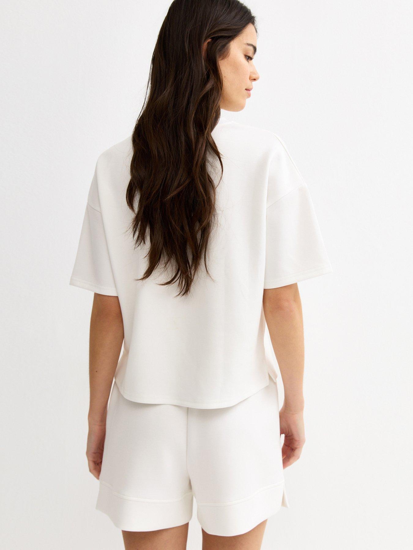 Image 2 of 5 of New Look Premium Sweatshirt T-Shirt - Cream