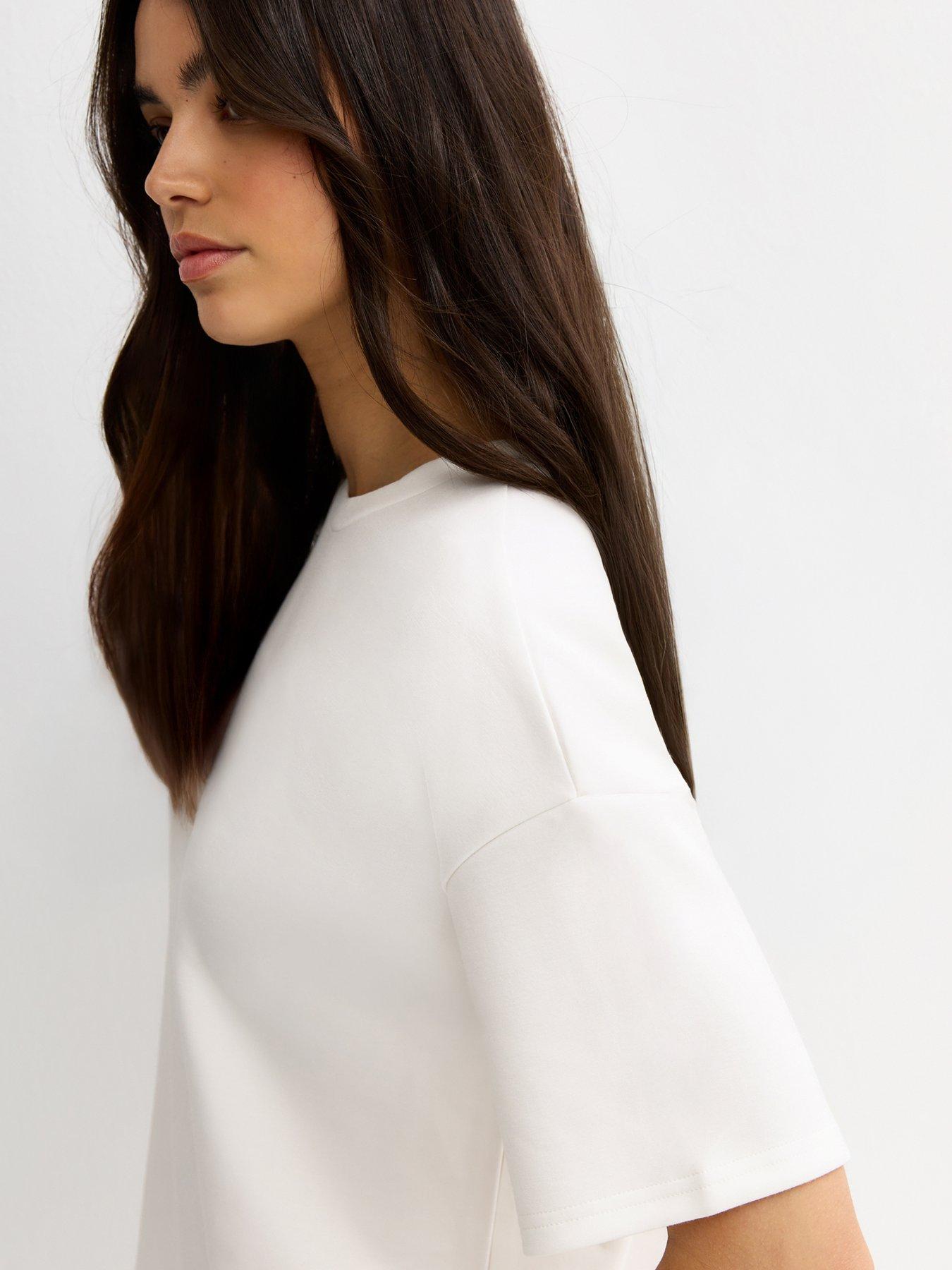 Image 4 of 5 of New Look Premium Sweatshirt T-Shirt - Cream