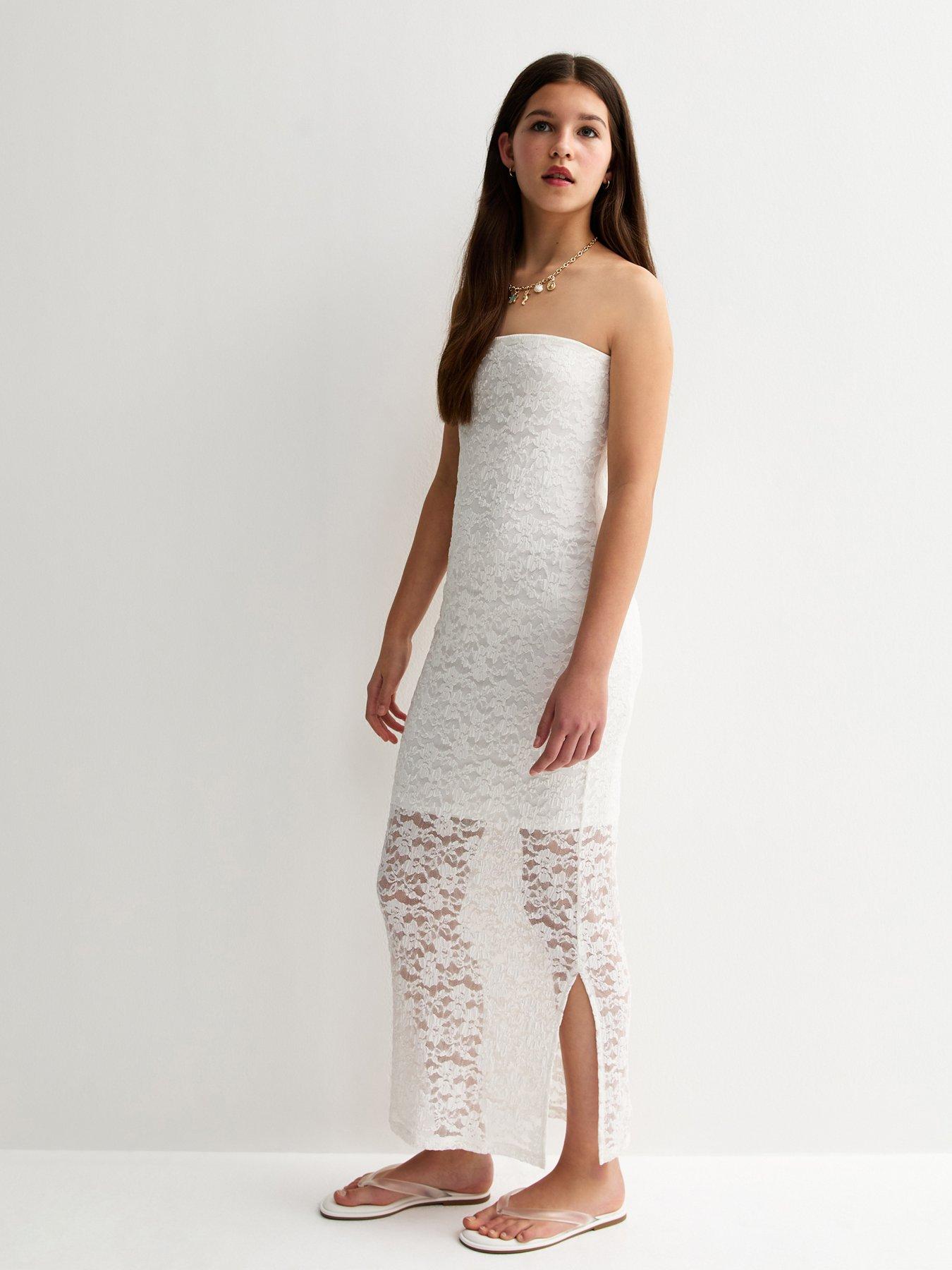 New Look 915 Lace Bandeau Maxi Dress - White