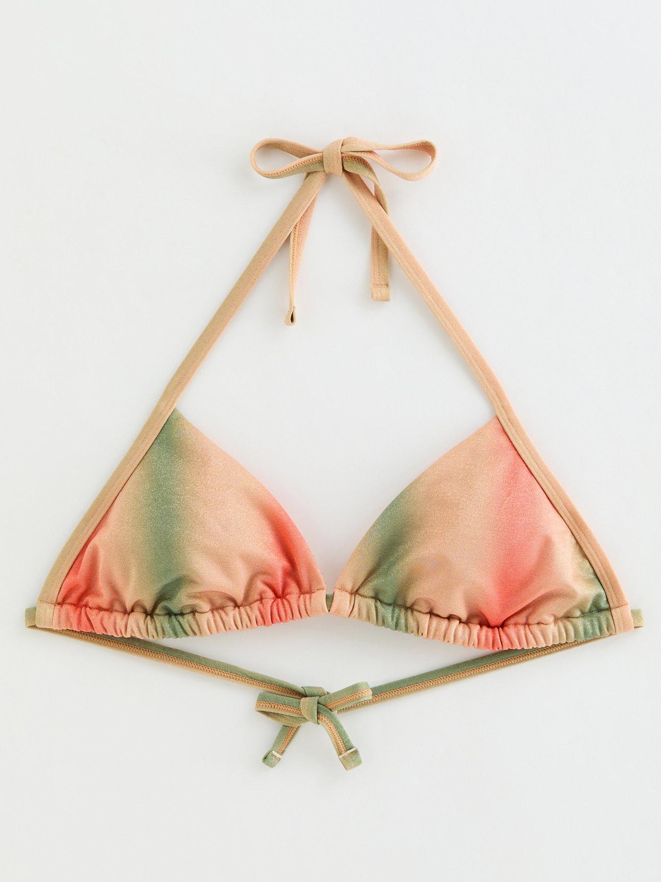 Image 5 of 6 of New Look Green Ombre Triangle Bikini Top
