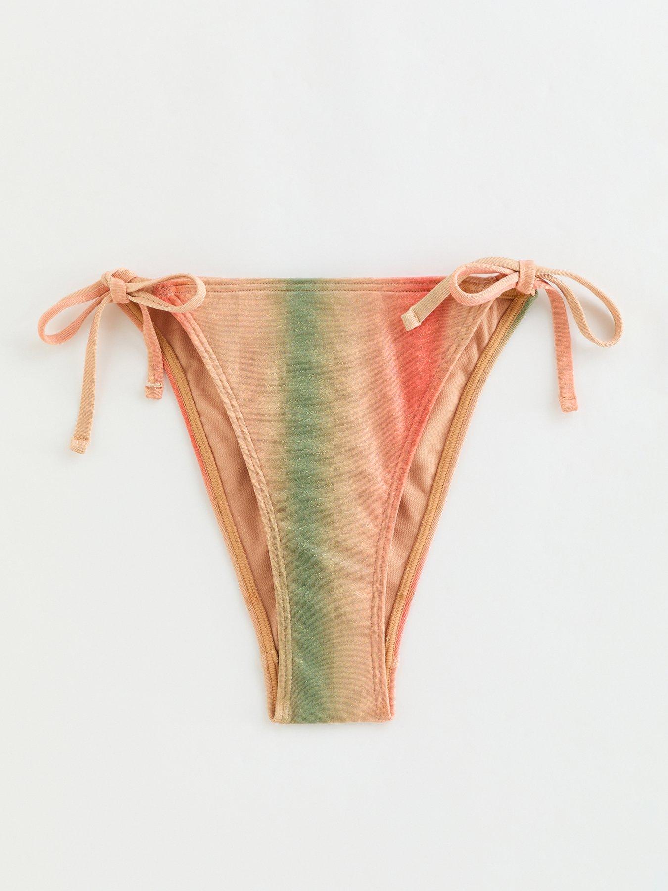 Image 5 of 6 of New Look Ombre Tie Side Bikini Bottoms - Green