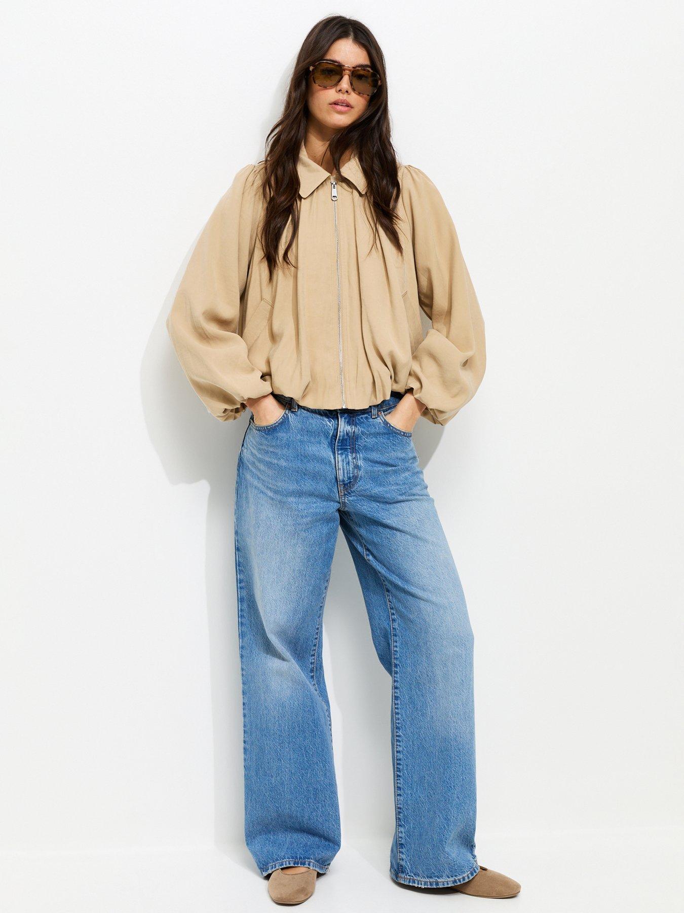 Image 4 of 6 of New Look Camel Gathered Sleeve Zip Front Jacket