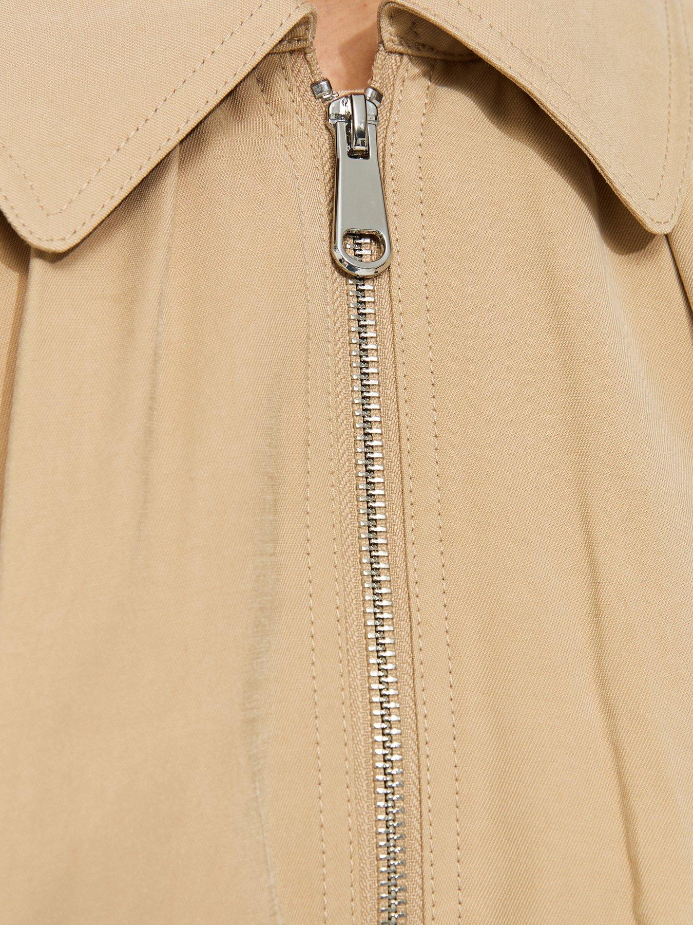 Image 6 of 6 of New Look Camel Gathered Sleeve Zip Front Jacket