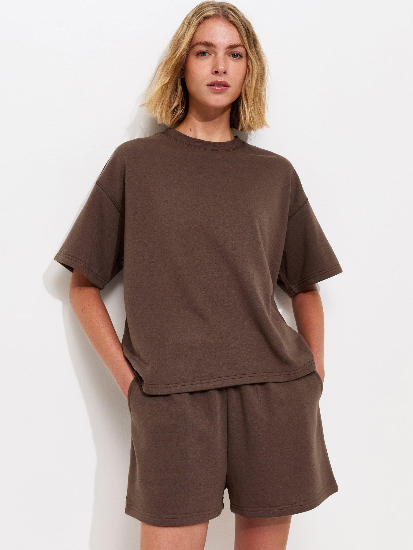 New Look Dark Brown Jersey Jogger Co-ord Shorts