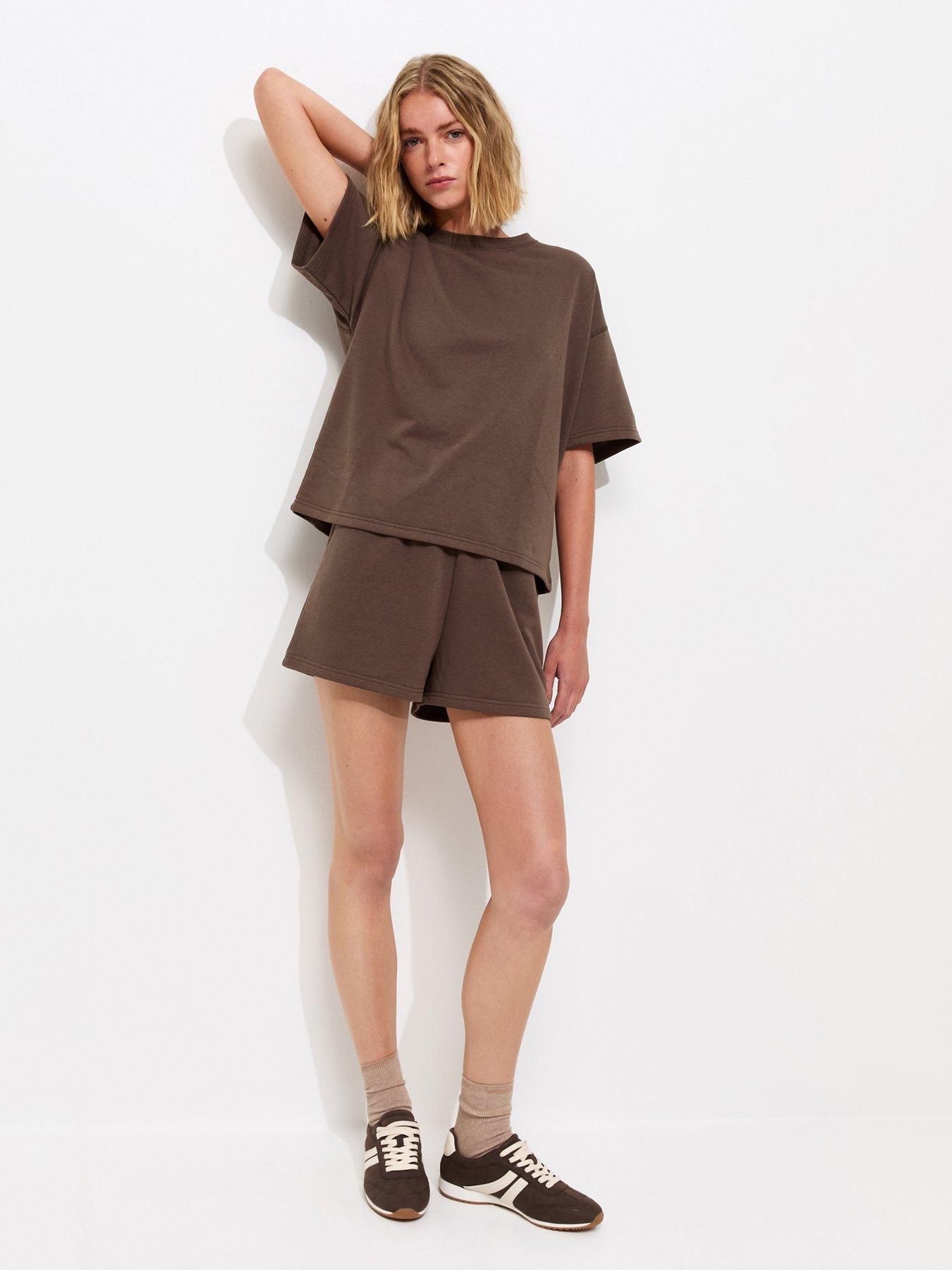 Image 3 of 5 of New Look Jersey Jogger Shorts - Dark Brown