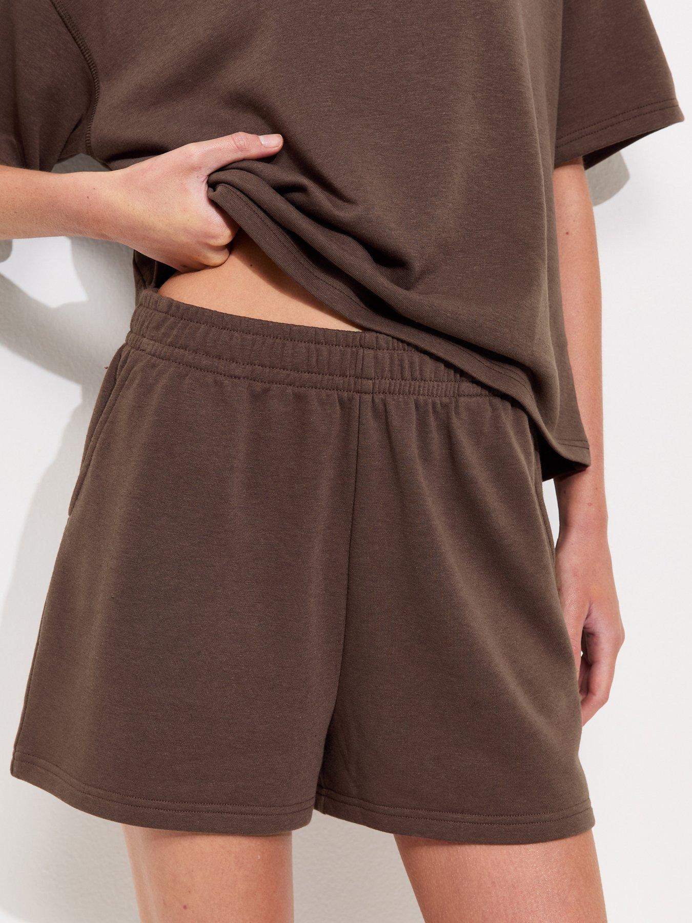 Image 4 of 5 of New Look Jersey Jogger Shorts - Dark Brown