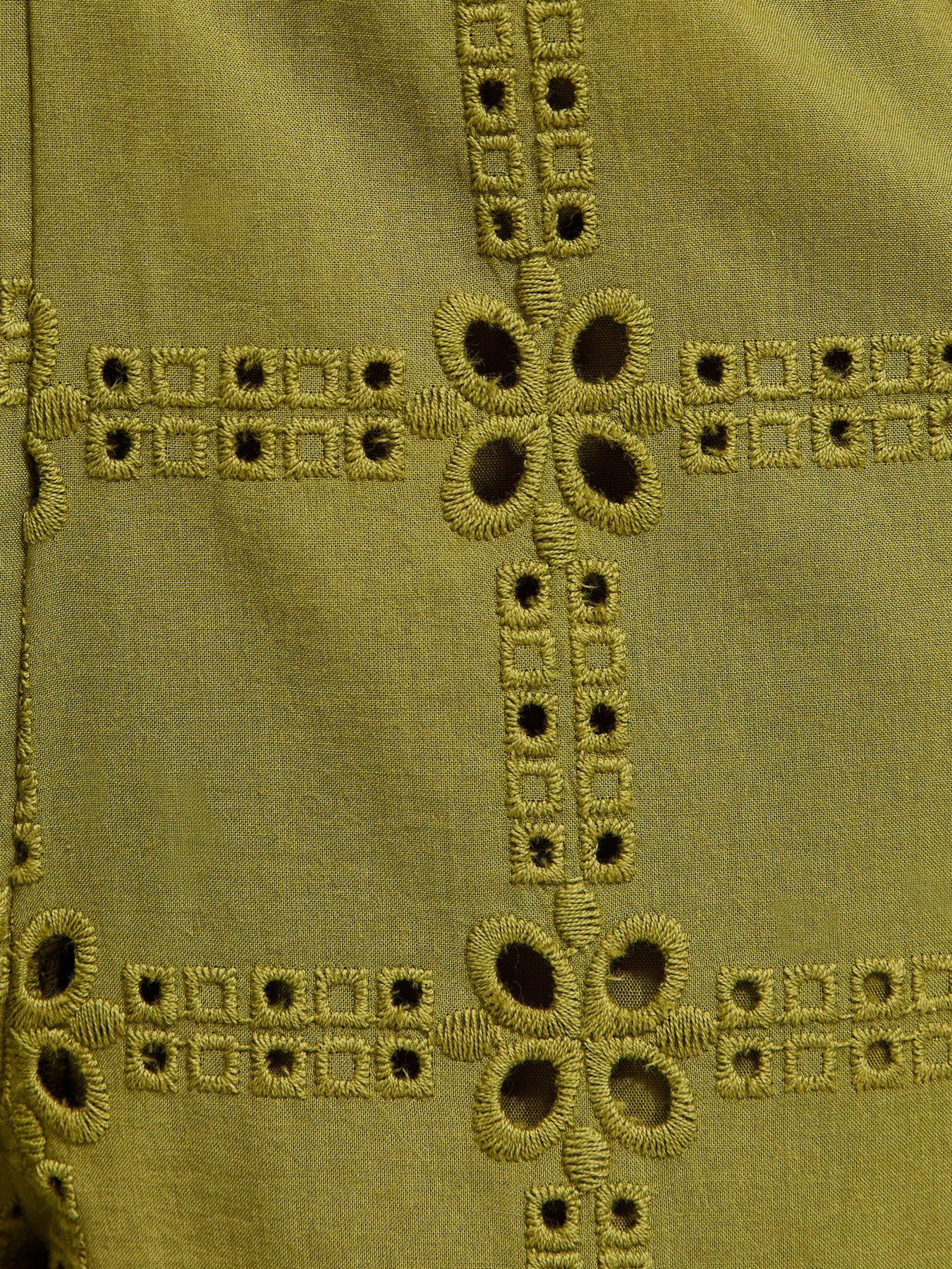 Image 6 of 6 of New Look Cutwork Wide Leg Trousers - Green