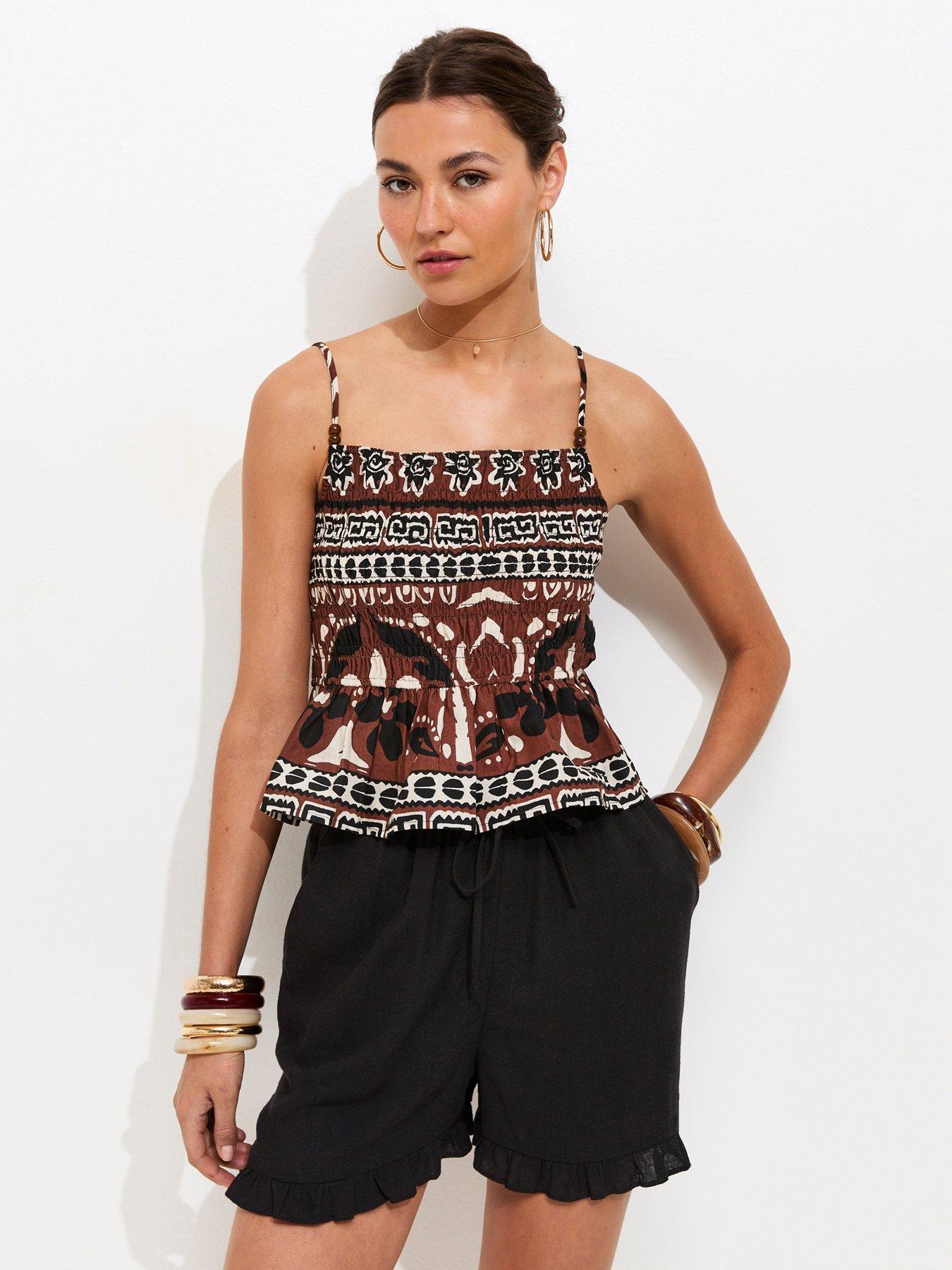 New Look Louis Linen Ruffle Tie Shorts - Black