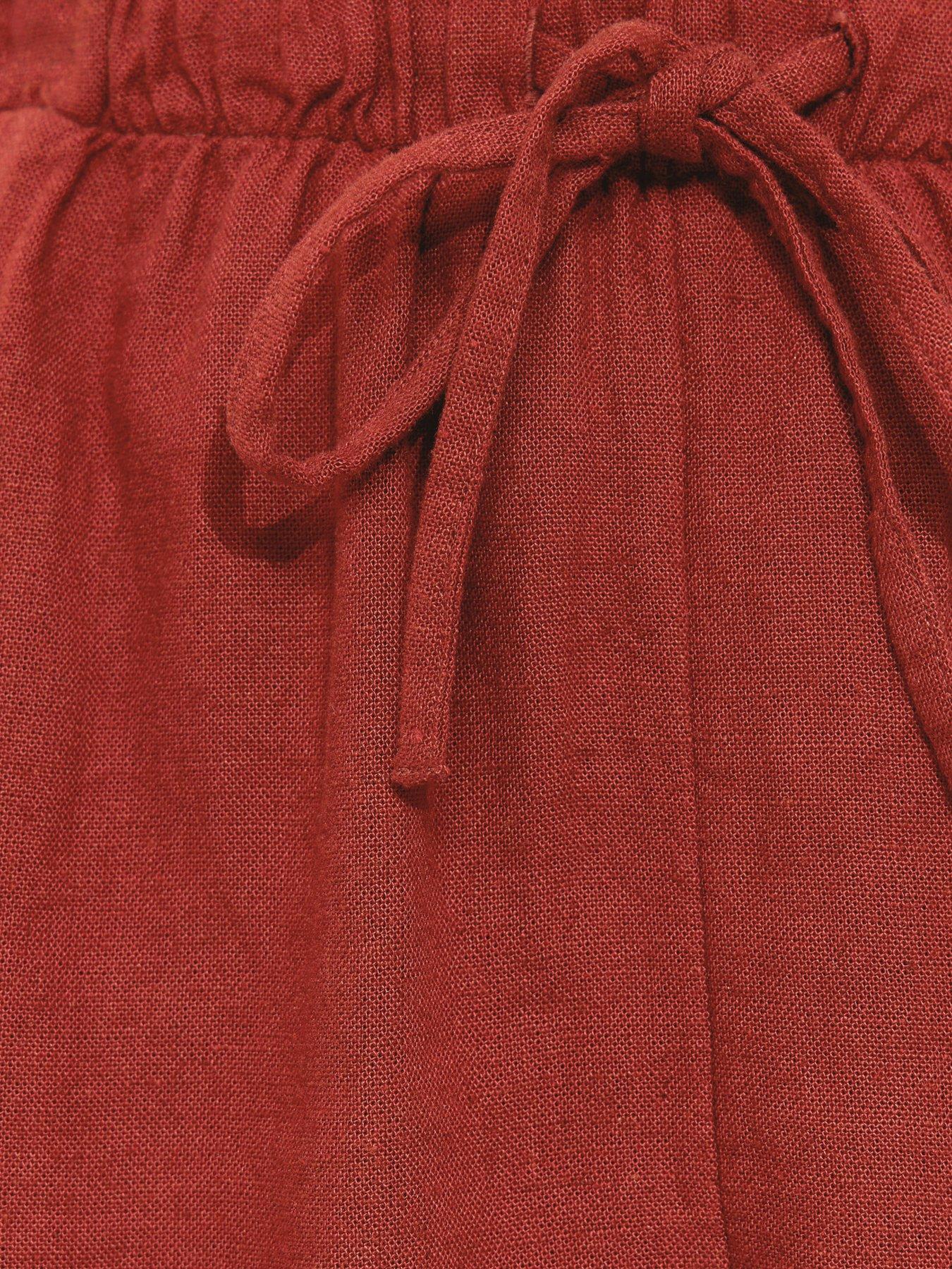 Image 6 of 6 of New Look Rust Drawstring Waist Ruffle Trim Shorts
