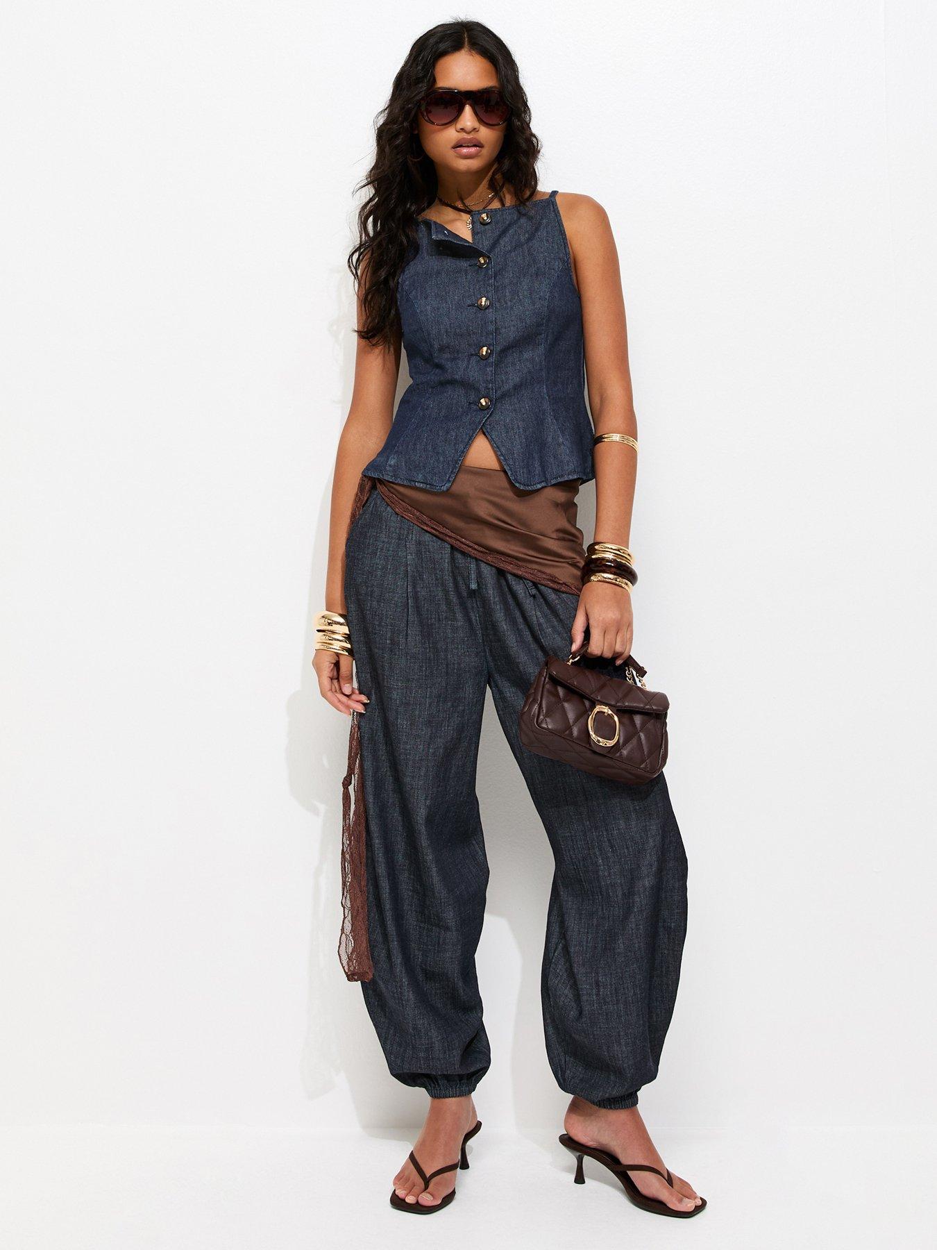 Image 3 of 6 of New Look Indigo Wash Square Neck Waistcoat - Blue