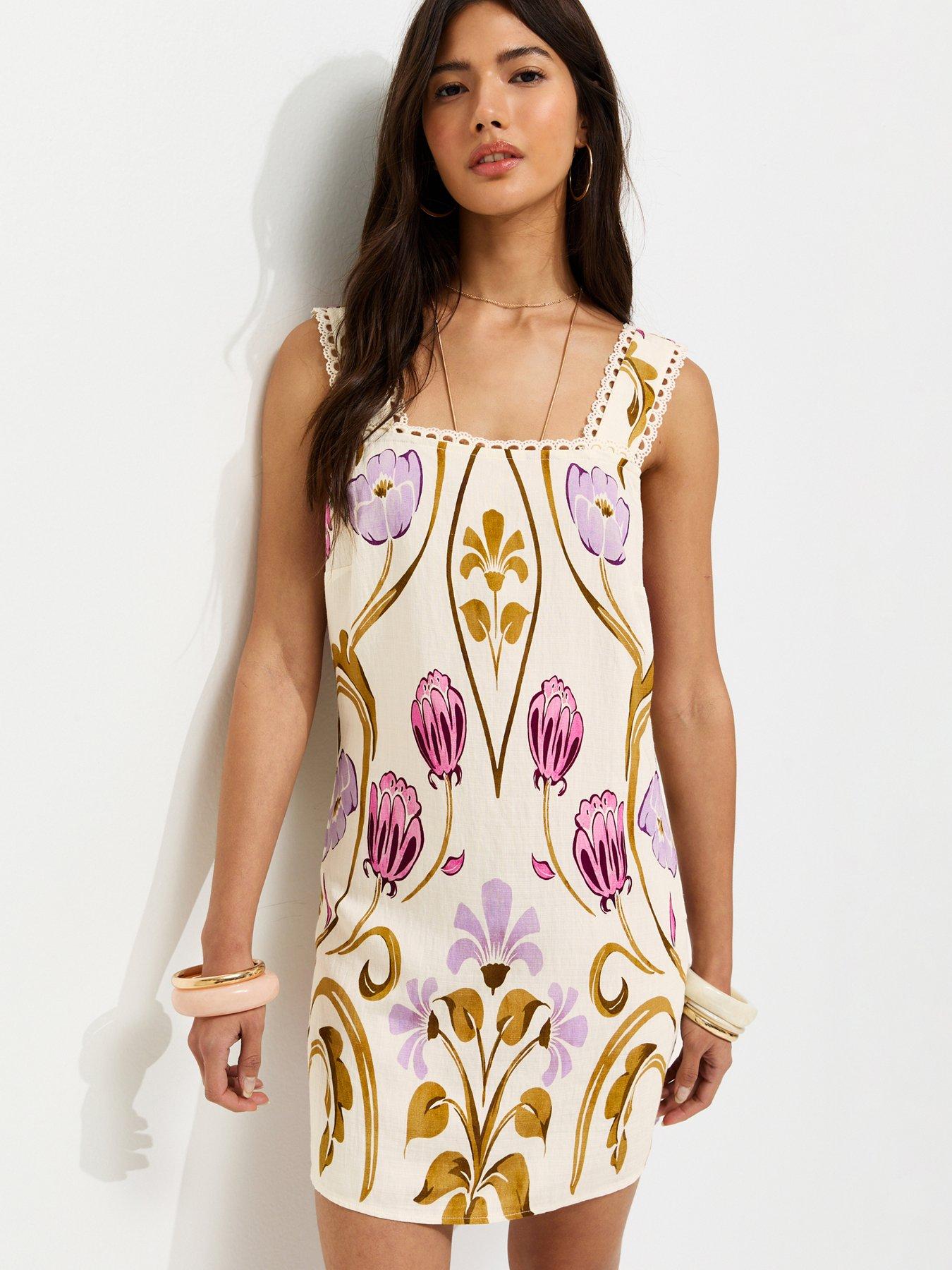 New Look Botanical Cami Mini Dress - Cream