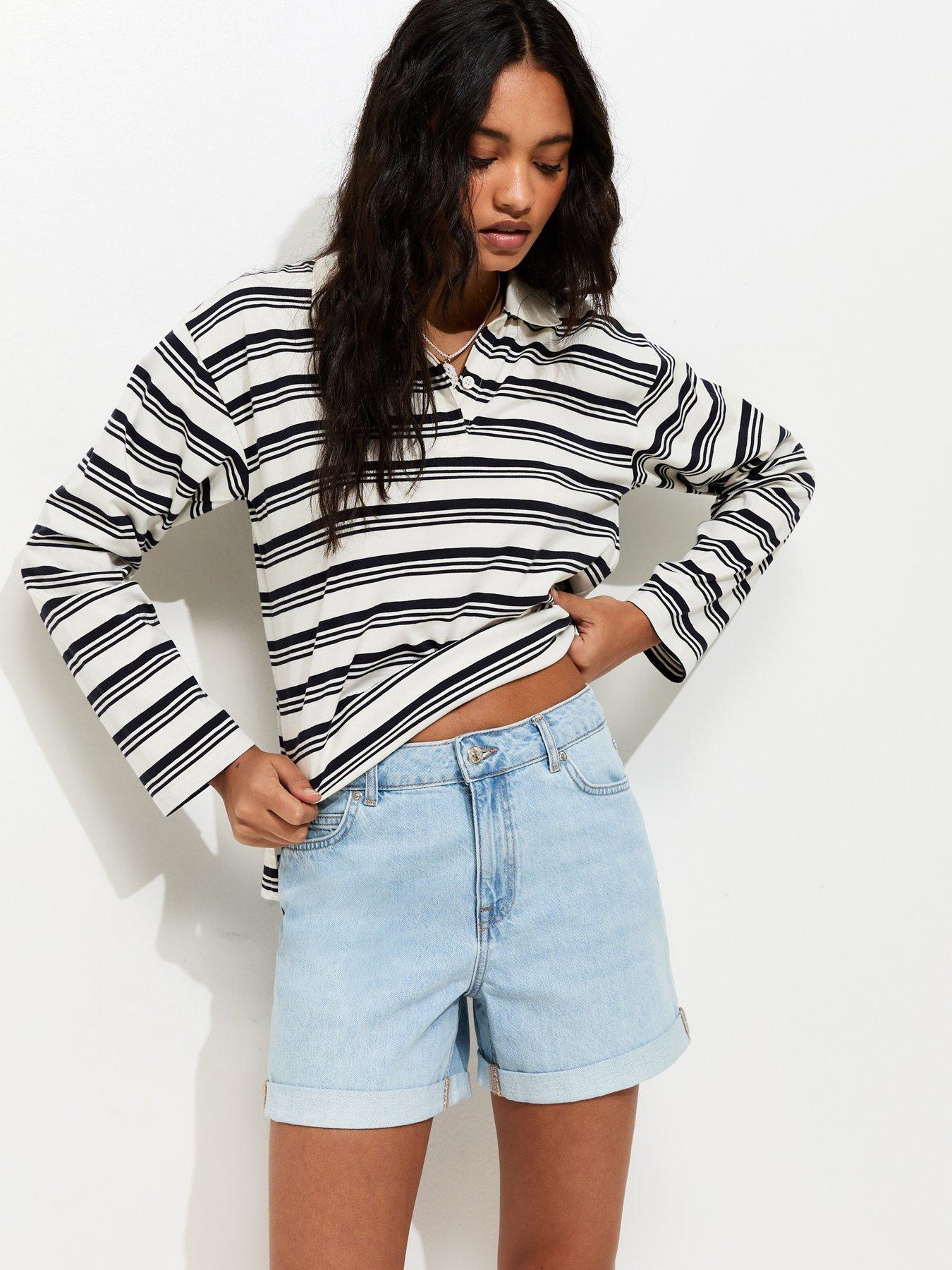 New Look Denim Boyfriend Shorts - Light Blue