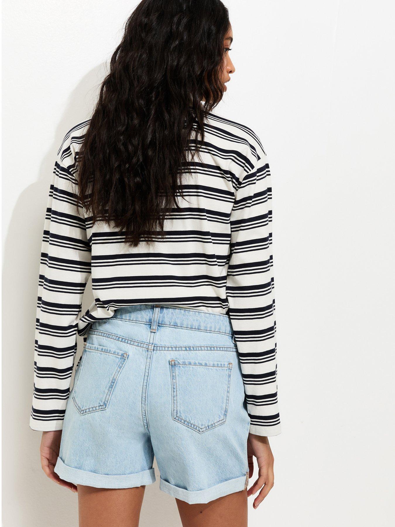 Image 2 of 5 of New Look Denim Boyfriend Shorts - Light Blue