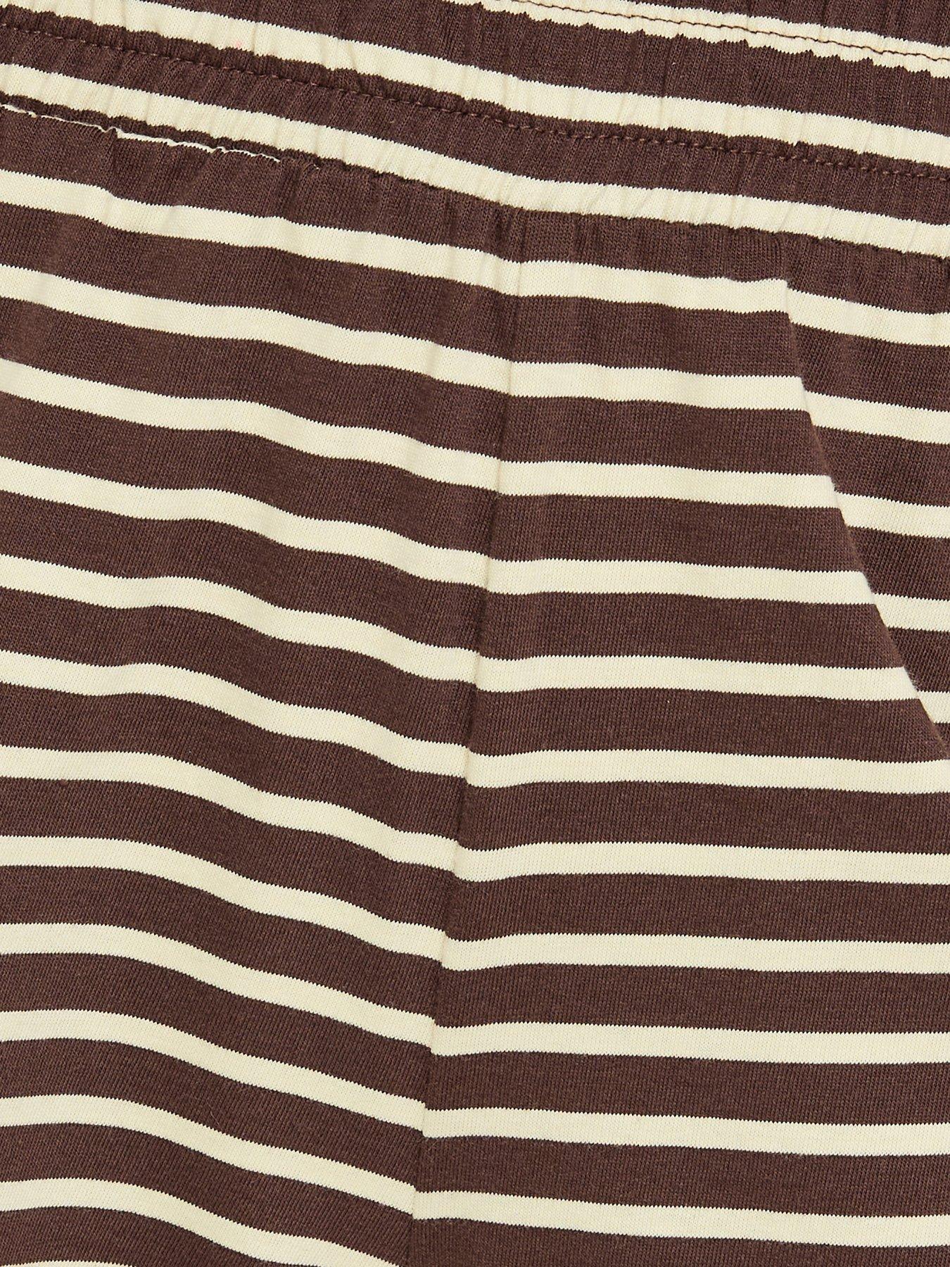 Image 6 of 6 of New Look Cotton Striped Jogger Shorts - Brown/White