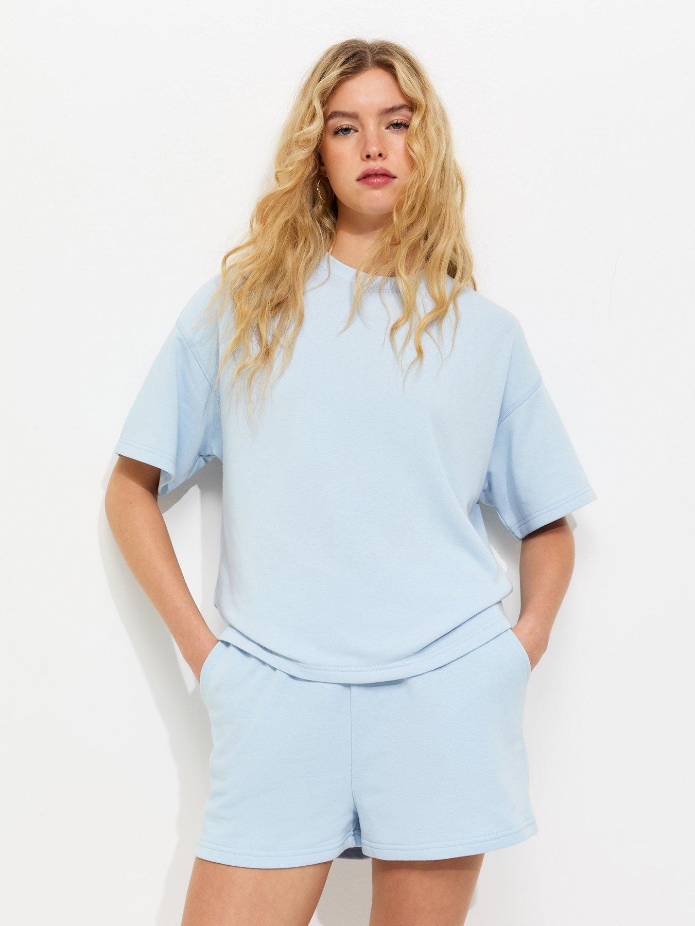 Image 4 of 5 of New Look Light Blue Jersey Co-ord Jogger Shorts