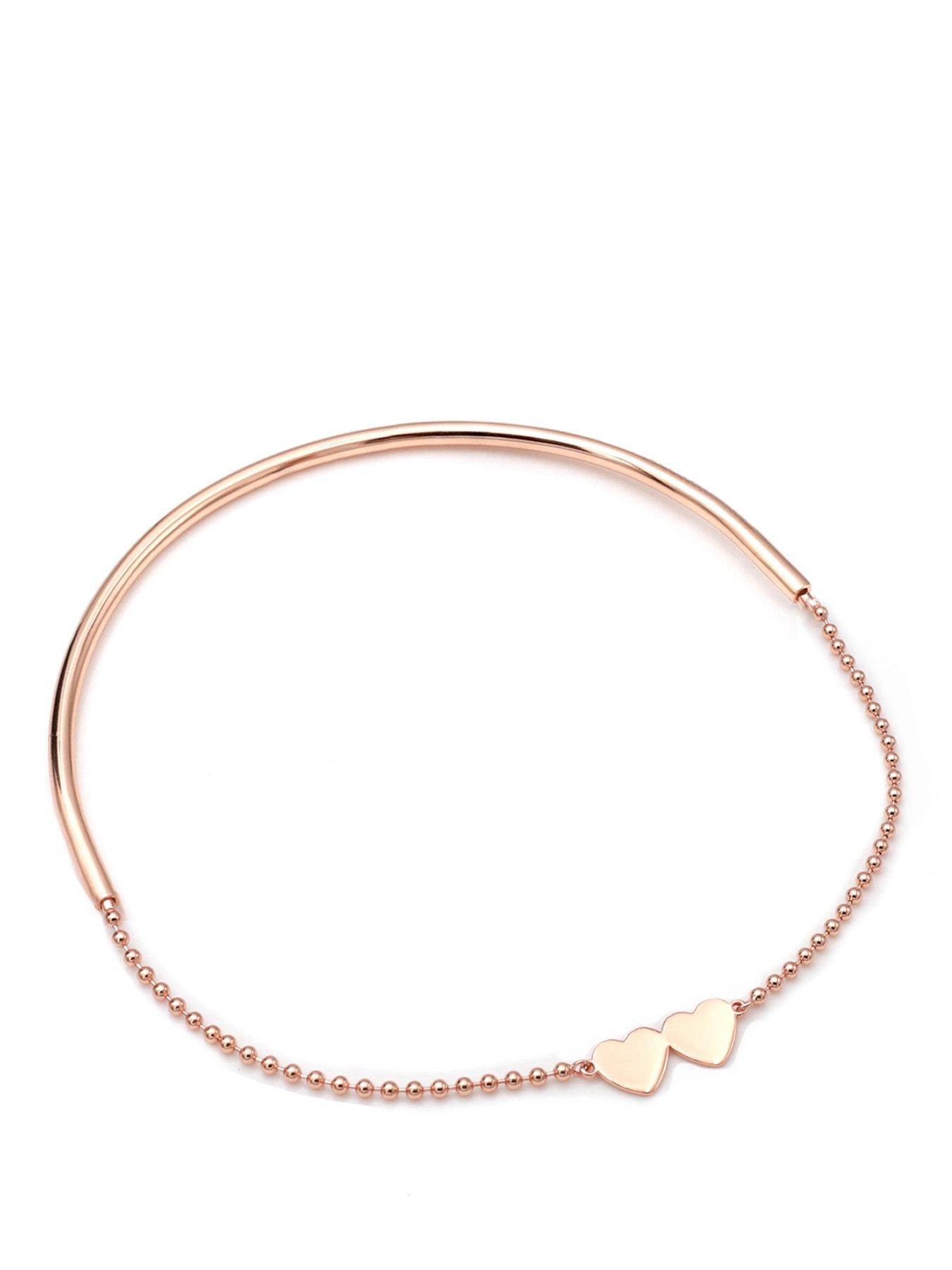 Image 1 of 2 of Say It With Detachable Double Heart Choker Necklace - Rose Gold