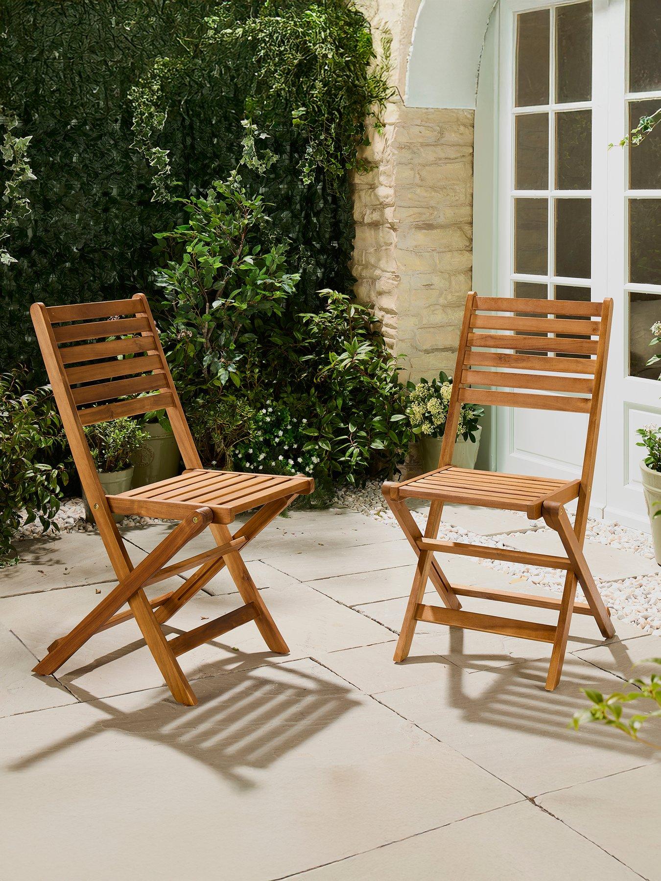 Image 1 of 4 of Vonhaus Cannes 2 Wooden Garden Chairs