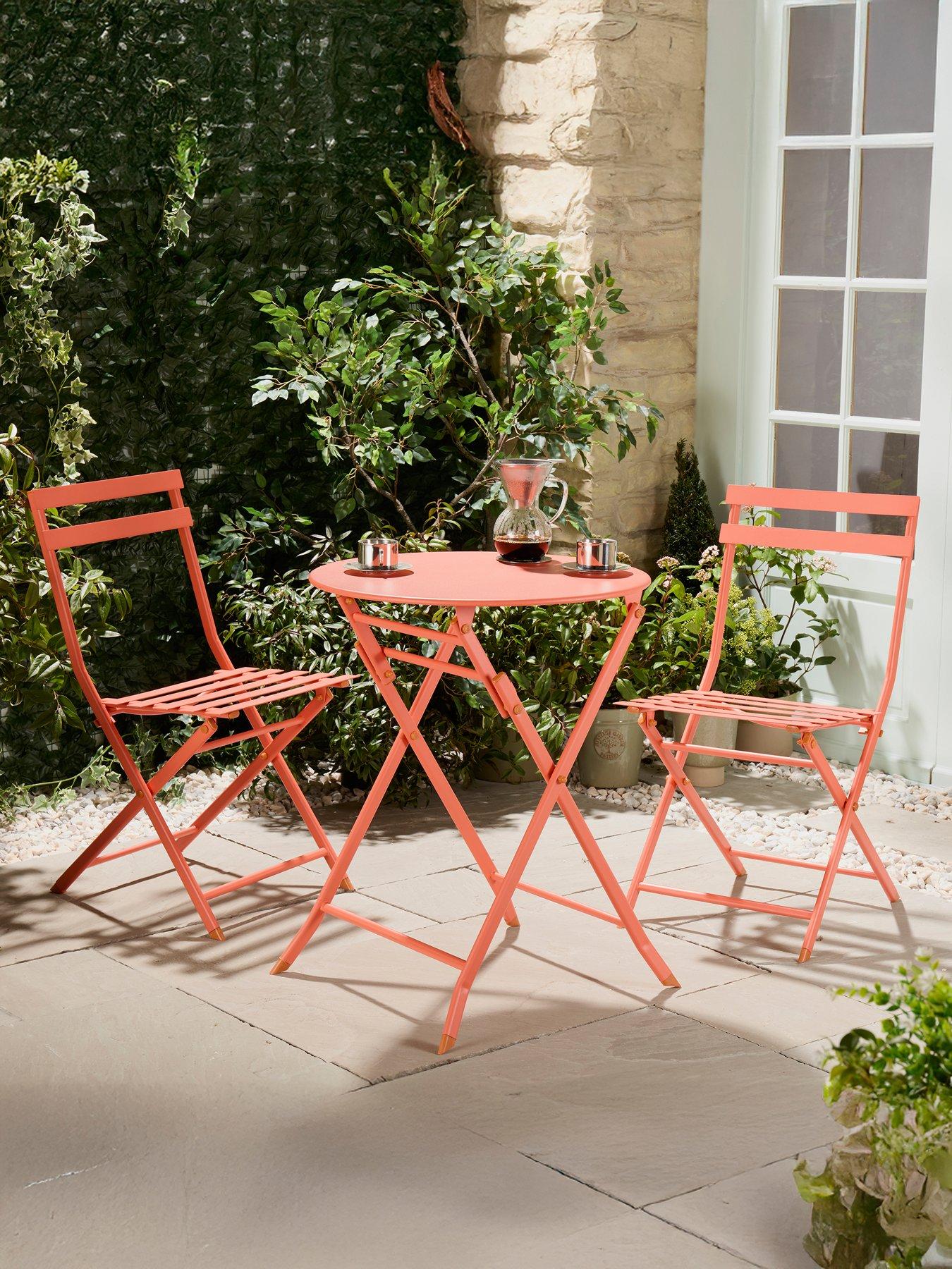 Vonhaus Metal Bistro Set - Coral