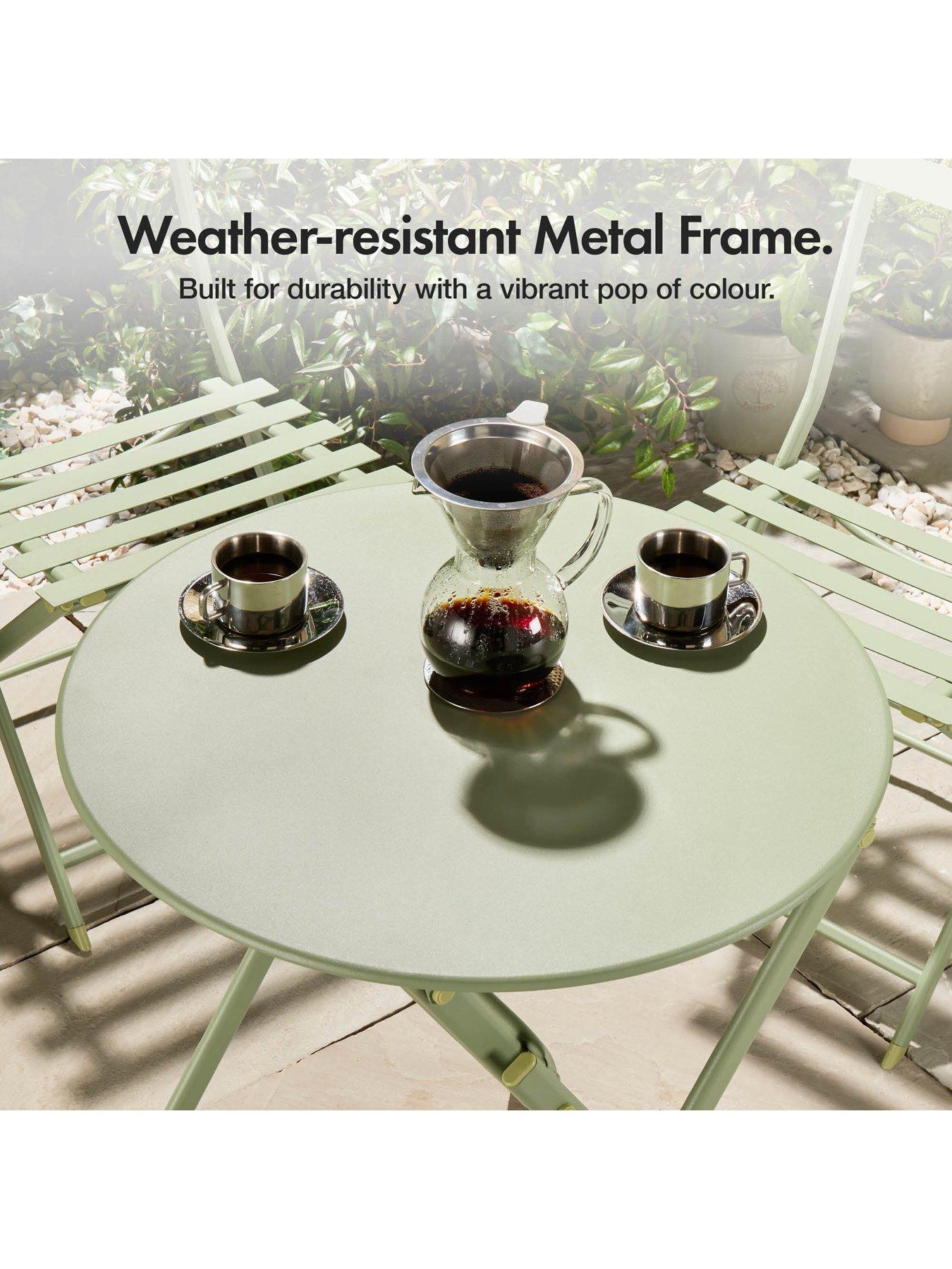 Image 3 of 7 of Vonhaus Metal Bistro Set - Sage Green