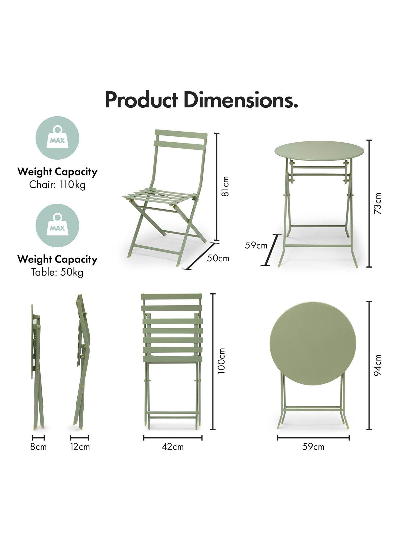 Image 5 of 7 of Vonhaus Metal Bistro Set - Sage Green