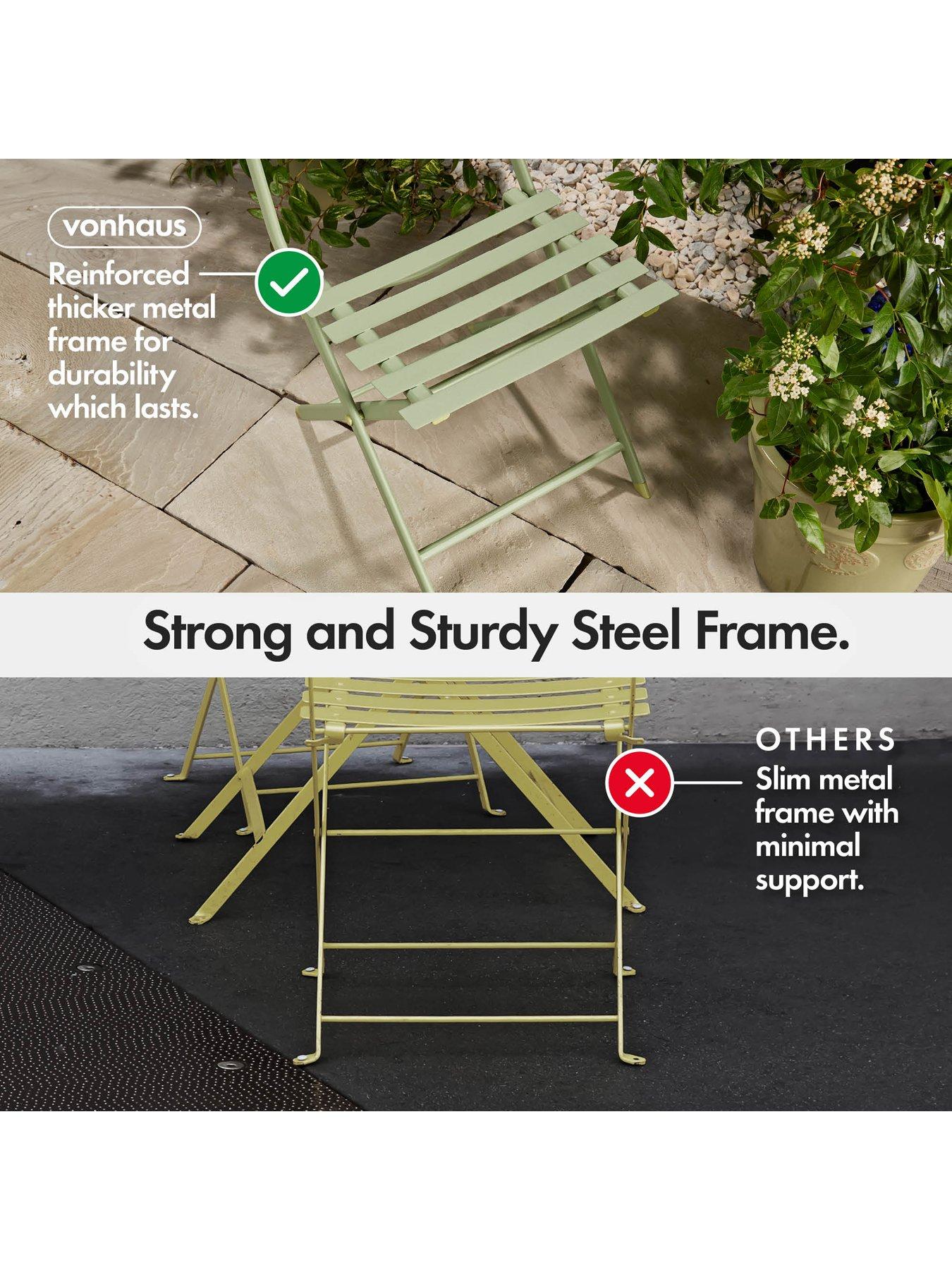 Image 6 of 7 of Vonhaus Metal Bistro Set - Sage Green