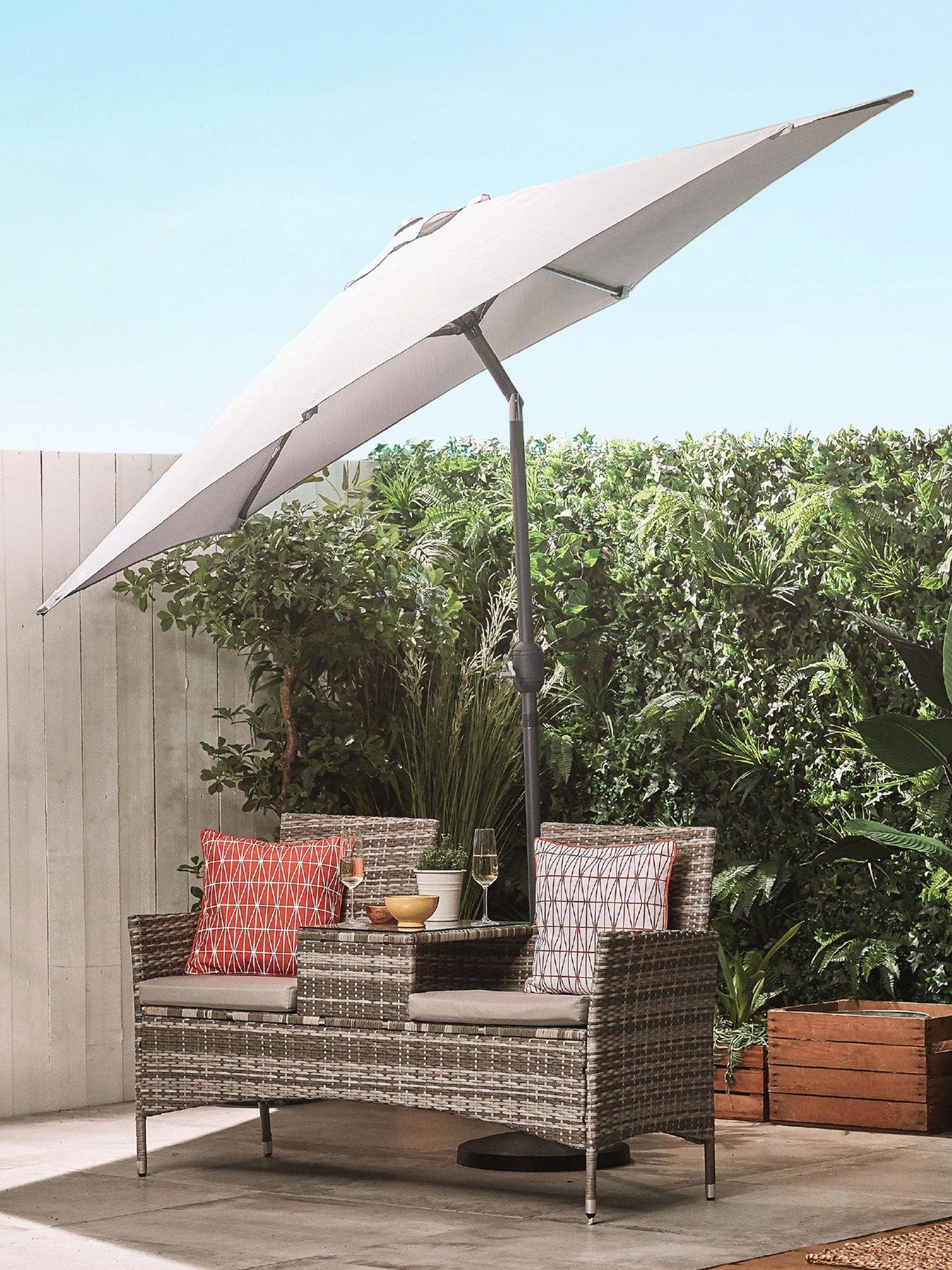 Image 1 of 8 of Vonhaus Grey 2.7m Steel Garden Parasol