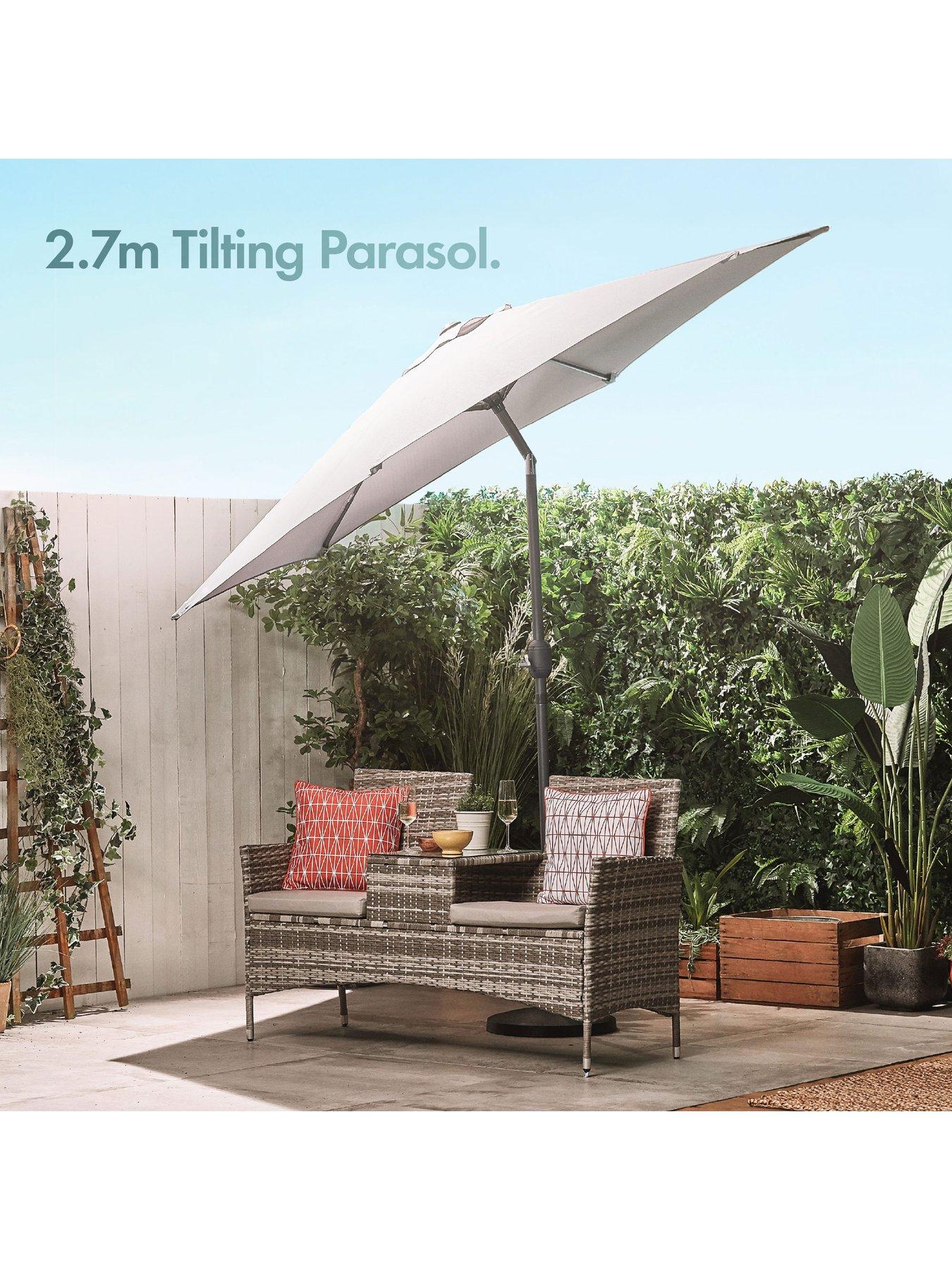 Image 3 of 8 of Vonhaus Grey 2.7m Steel Garden Parasol