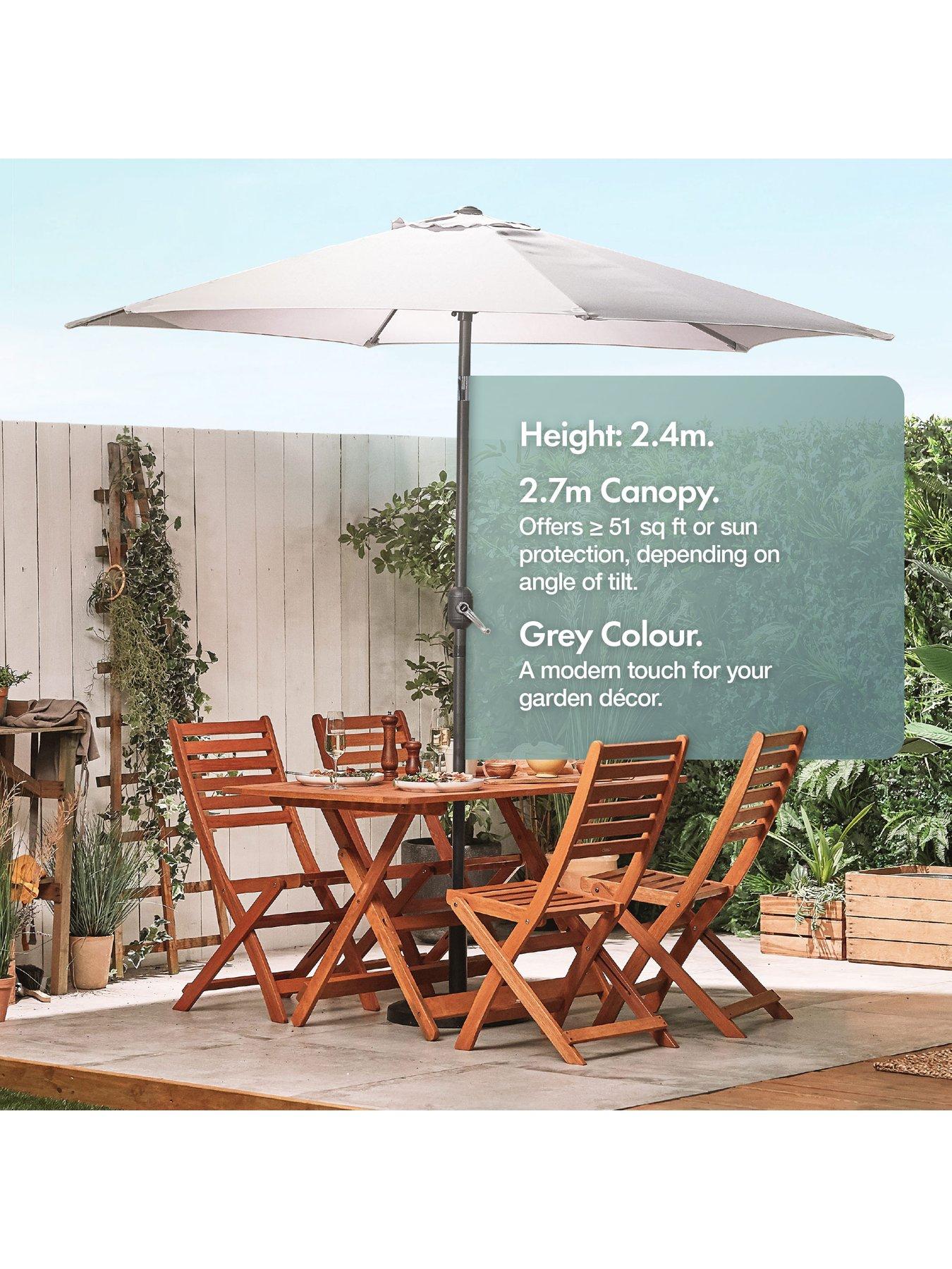 Image 4 of 8 of Vonhaus Grey 2.7m Steel Garden Parasol