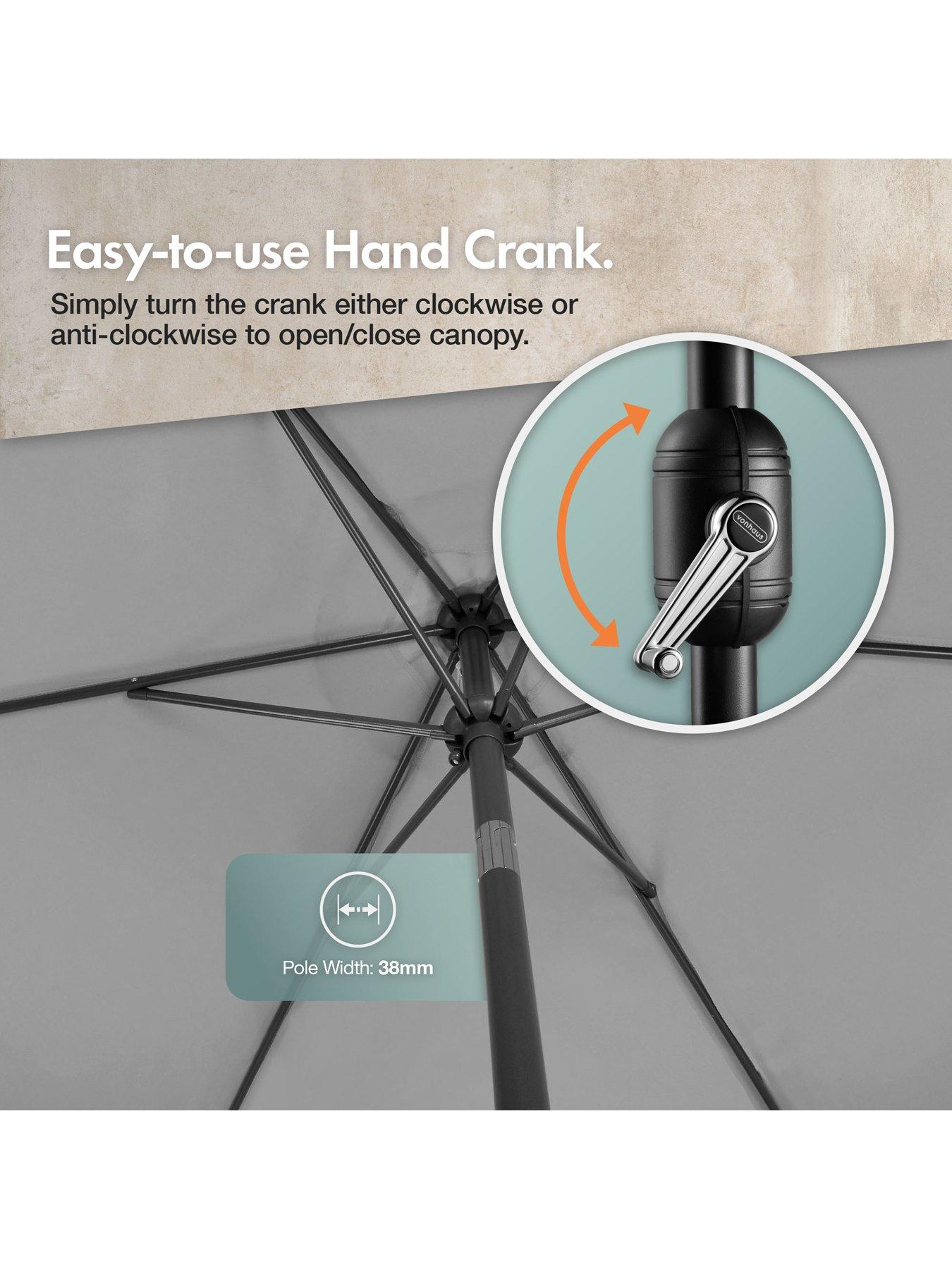 Image 5 of 8 of Vonhaus Grey 2.7m Steel Garden Parasol
