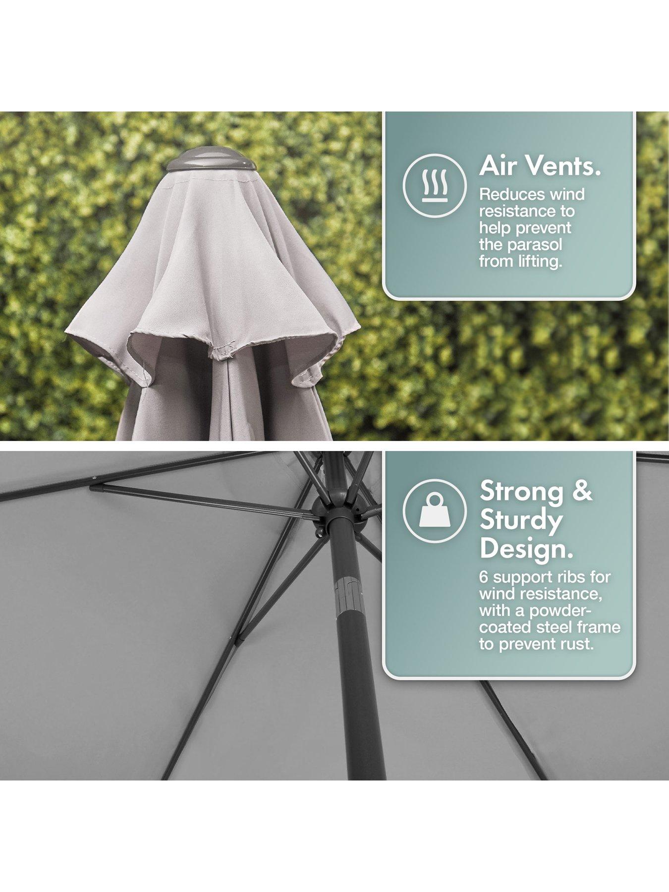 Image 6 of 8 of Vonhaus Grey 2.7m Steel Garden Parasol