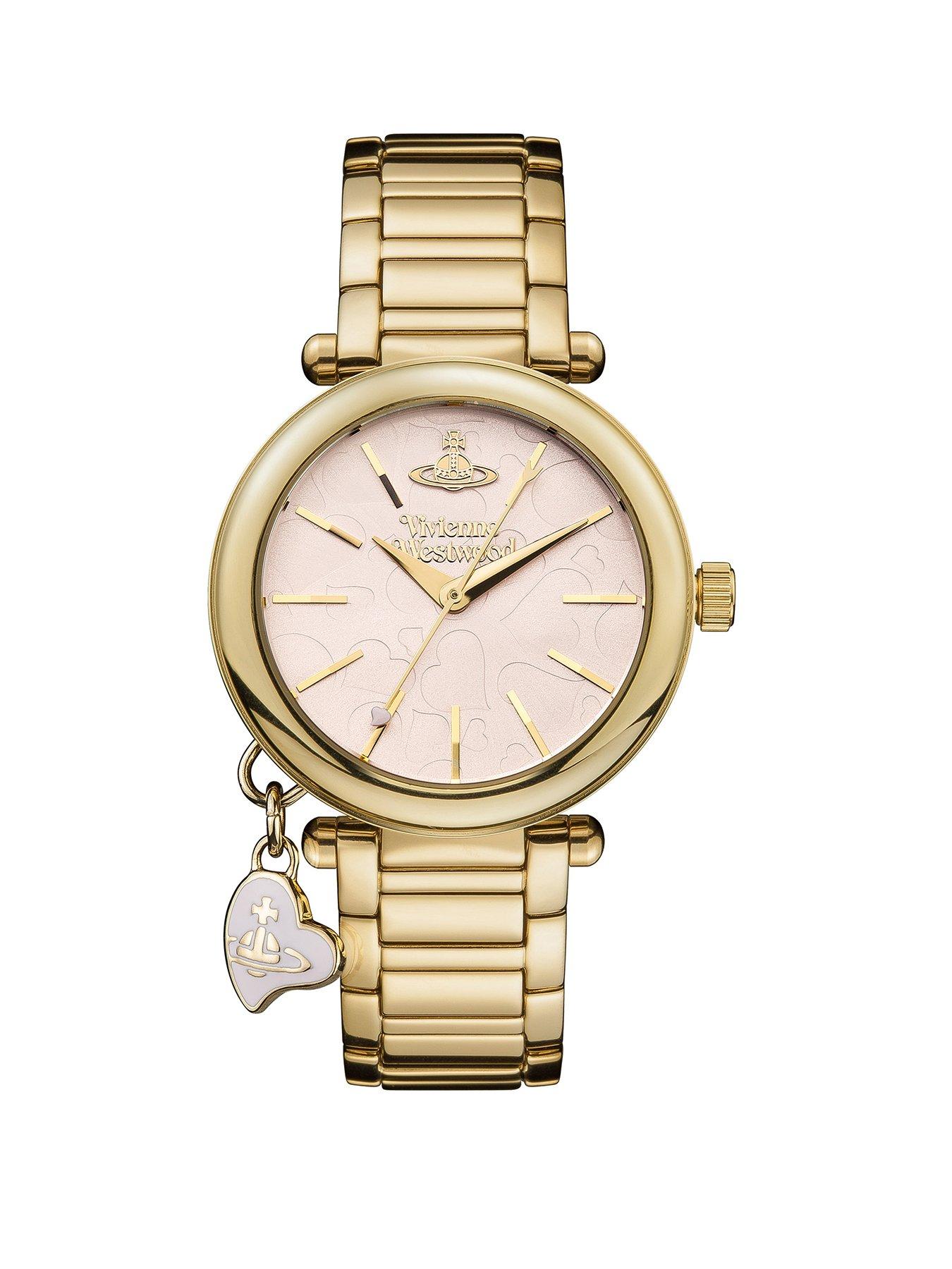 Vivienne Westwood Orb Heart Ladies Quartz Watch with Pink Dial  &  Gold Bracelet