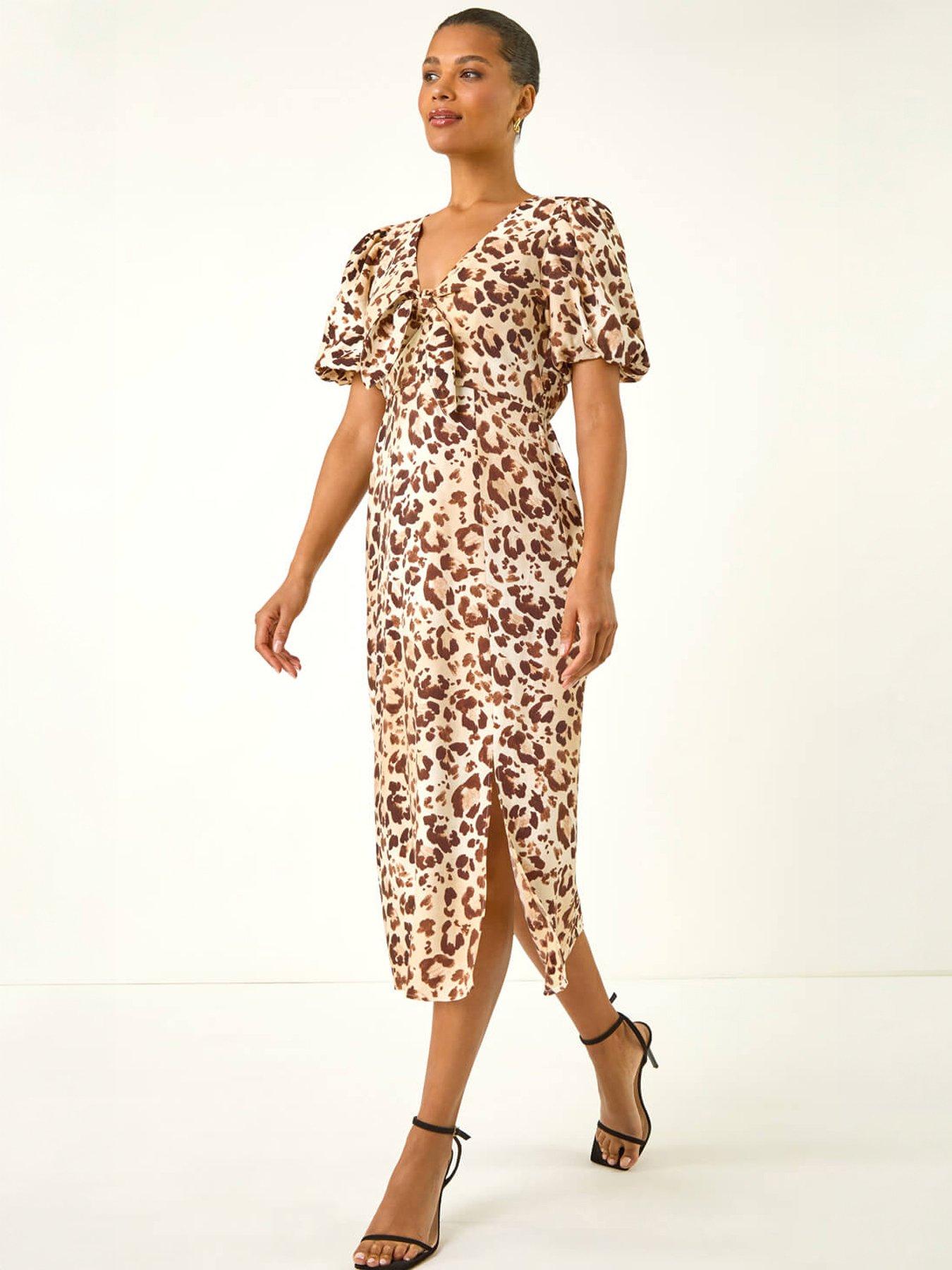 roman-animal-print-tie-front-midi-dressfront