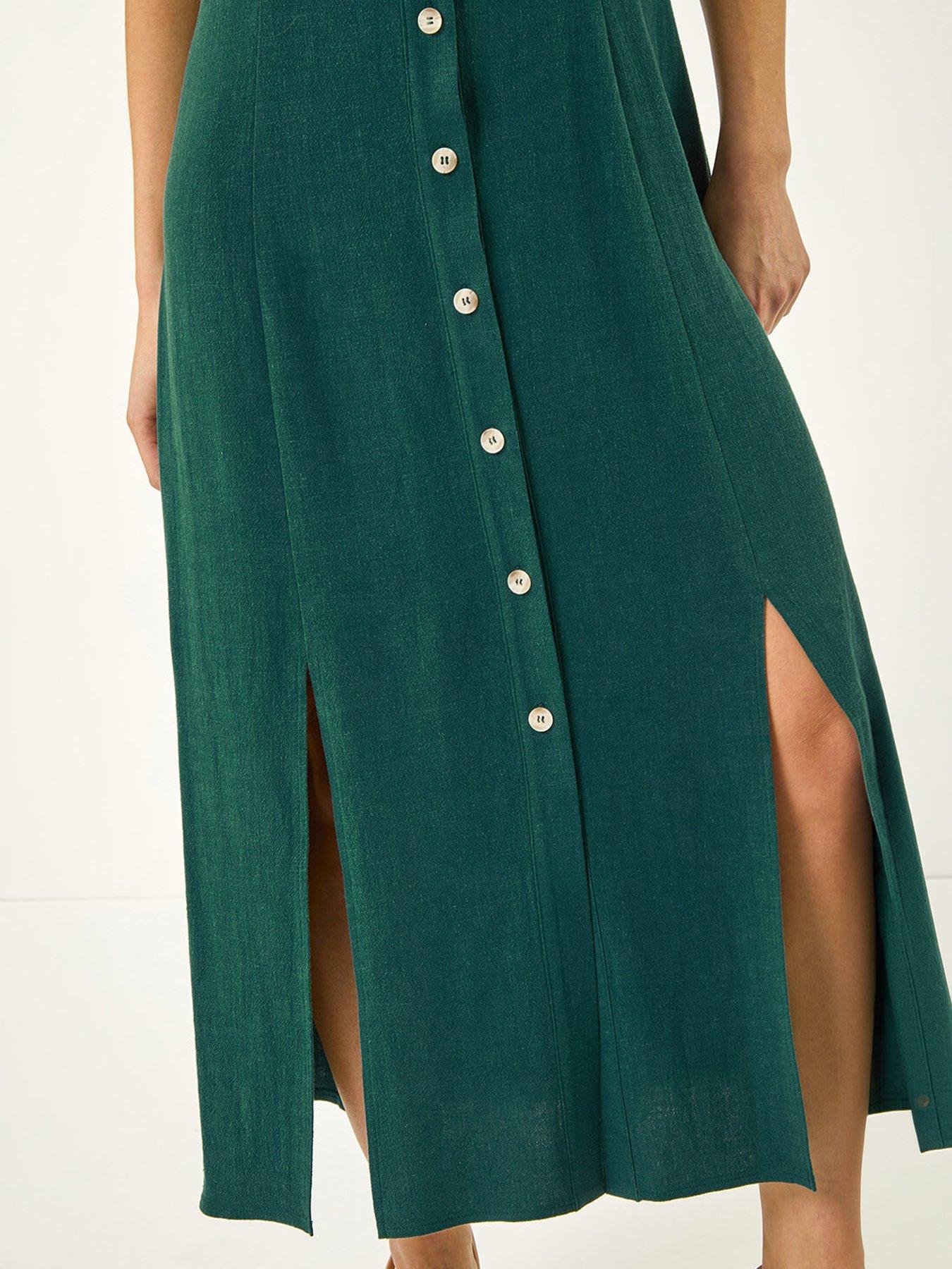 roman-petite-linen-blend-buttoned-midi-dressstillFront