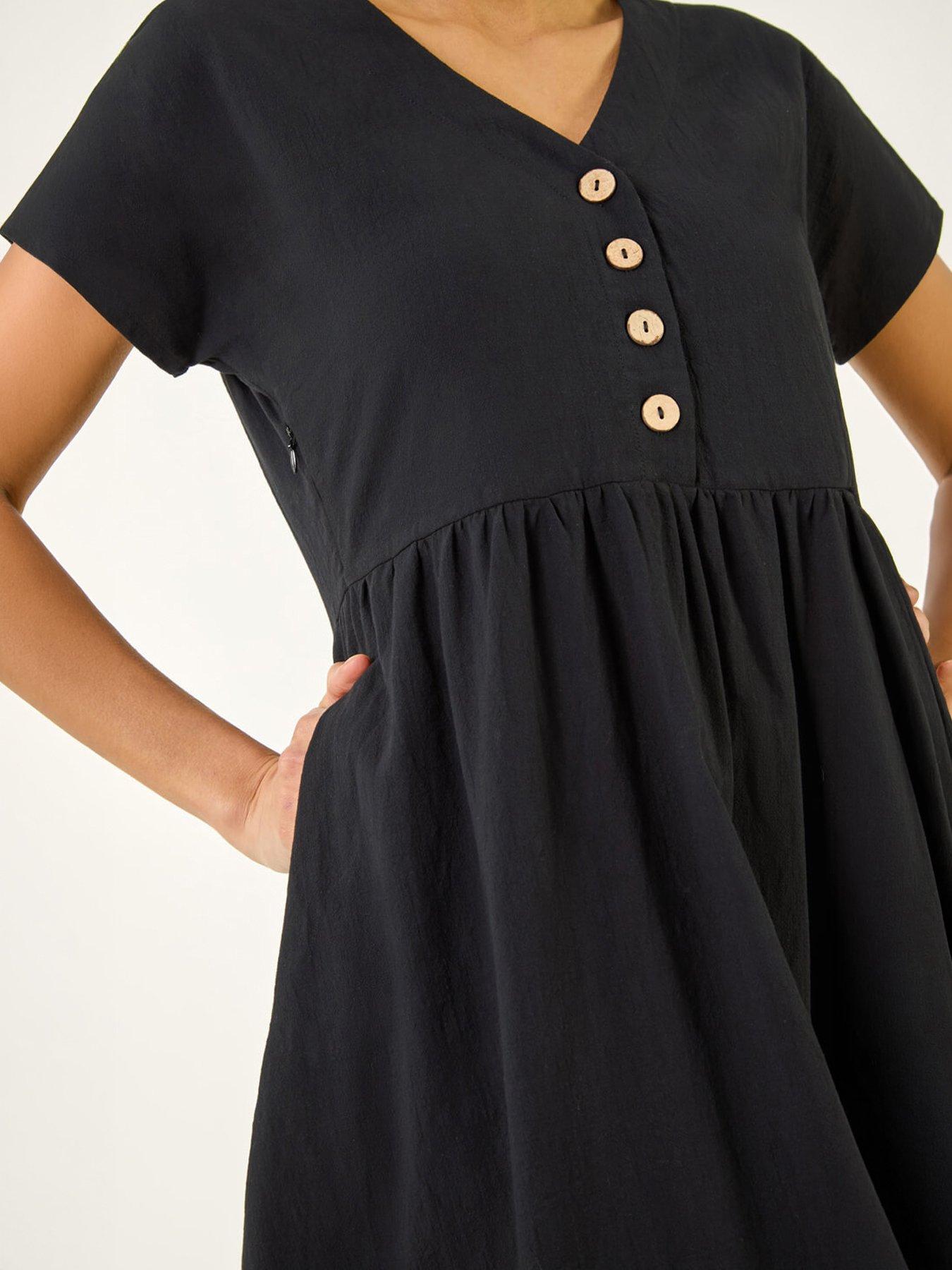 Image 2 of 5 of Roman Linen Look Button Midi Dress