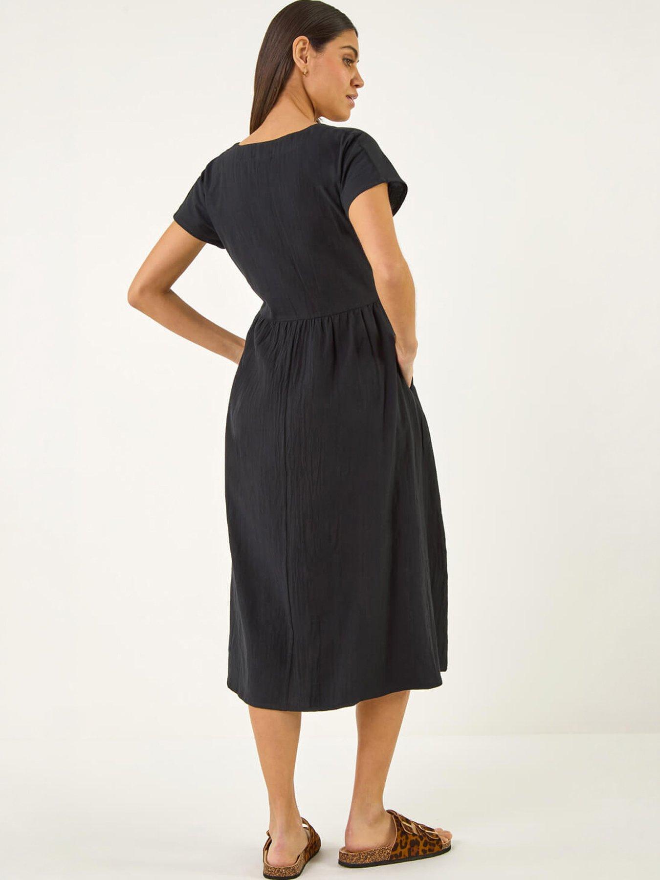 Image 4 of 5 of Roman Linen Look Button Midi Dress