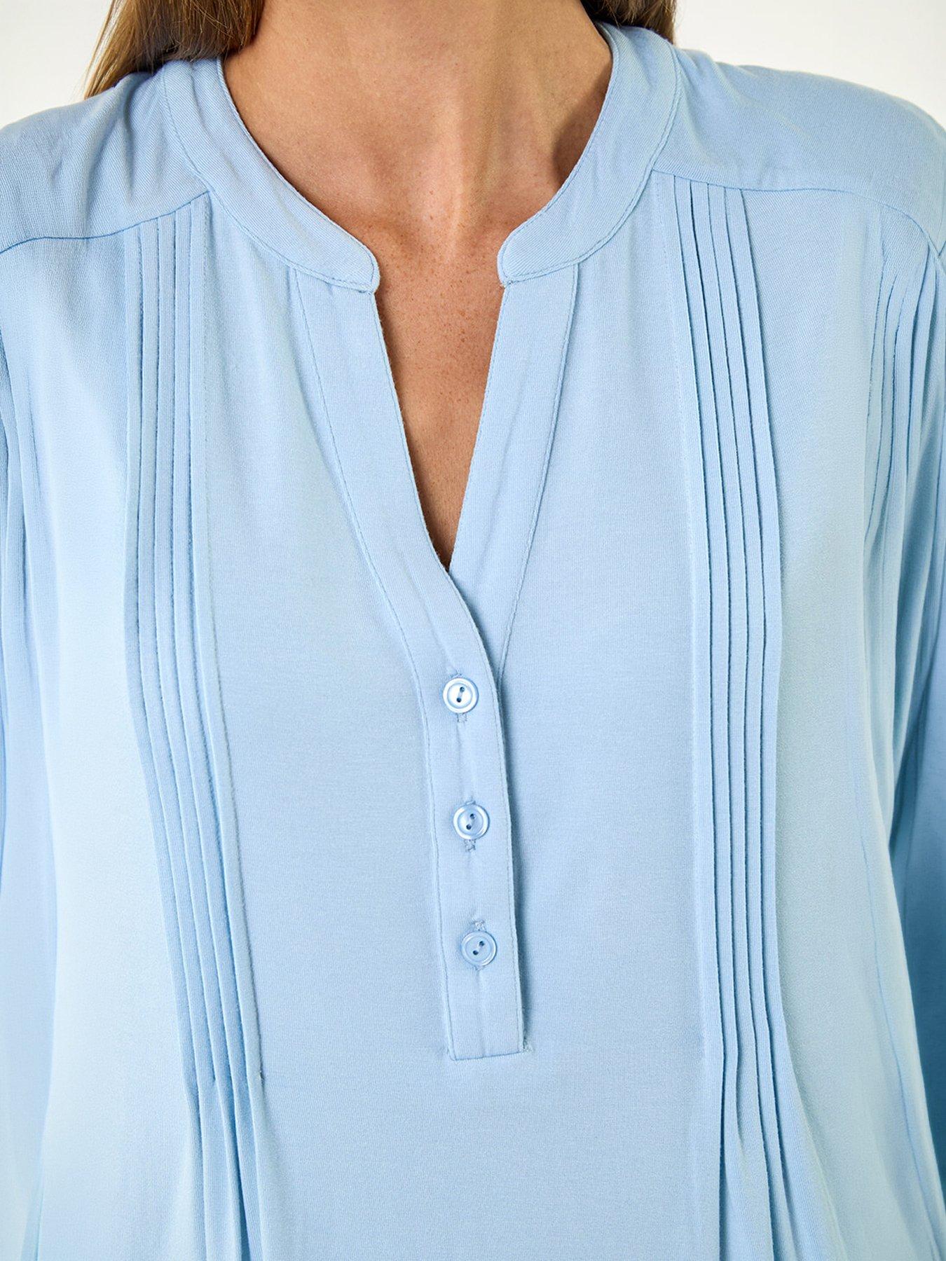 Image 2 of 5 of Roman Pintuck Notch Neck Top