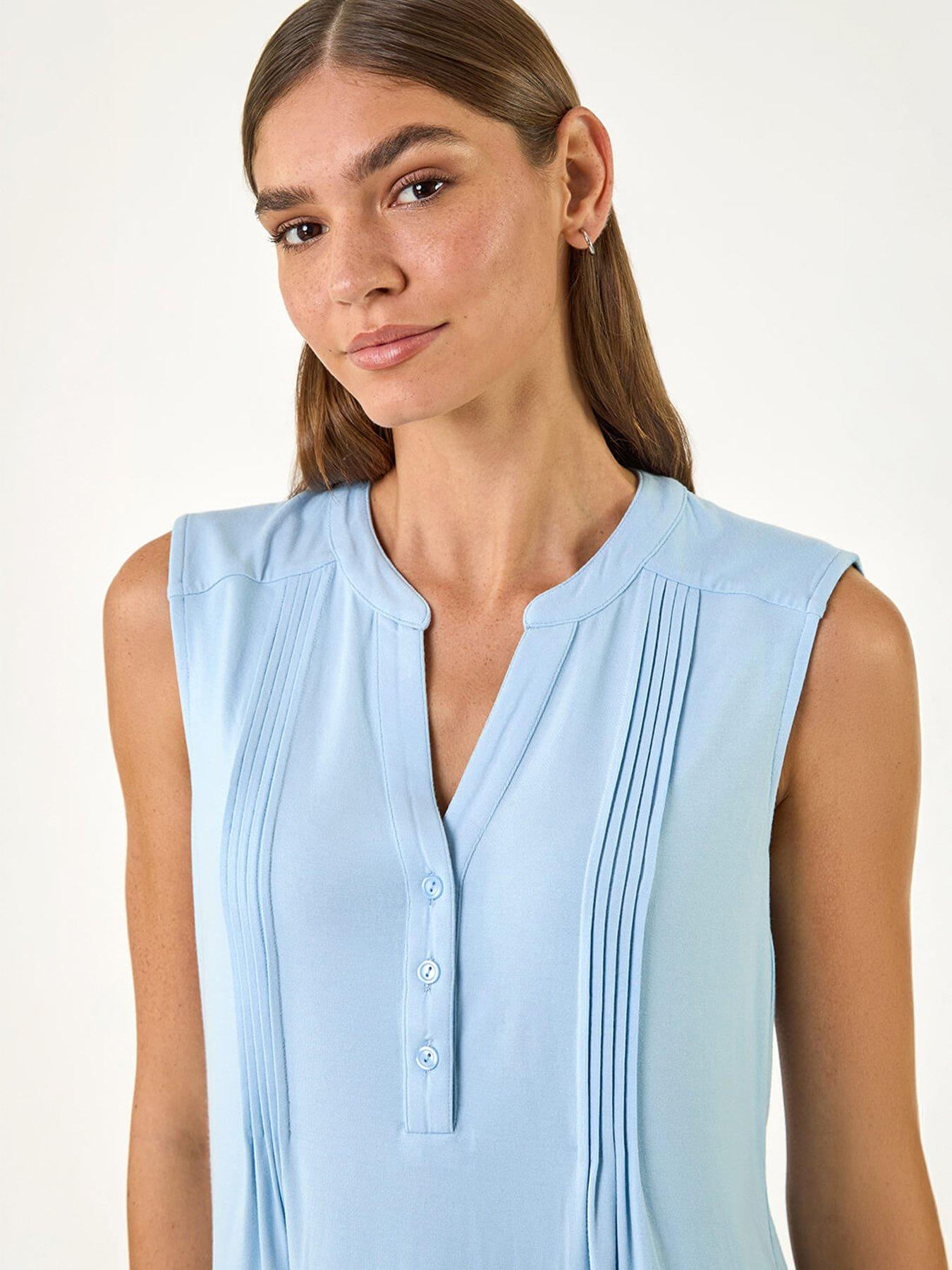 Image 3 of 5 of Roman Pintuck Notch Neck Top
